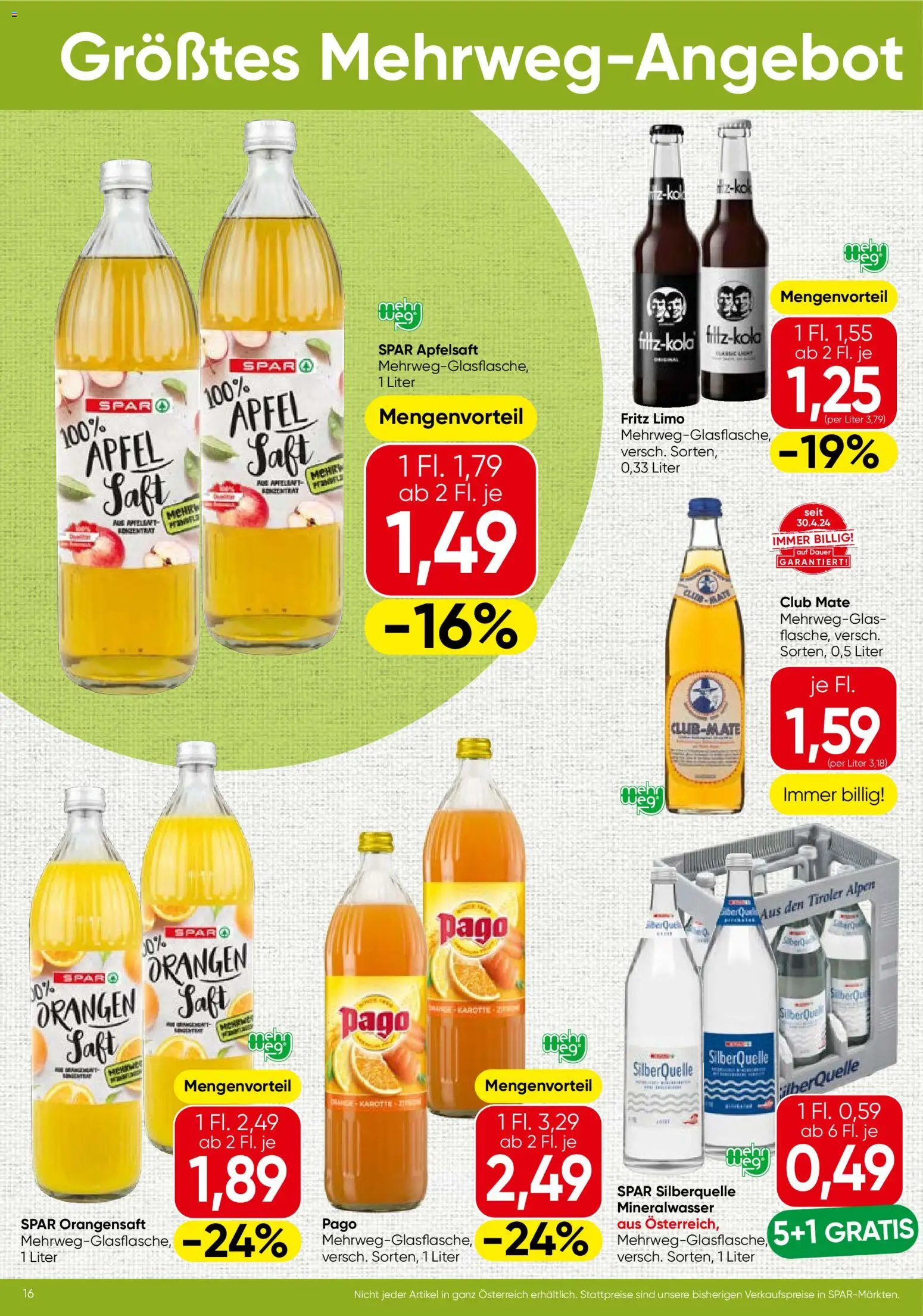Spar Flugblatt - Vorarlberg gültig ab 05.03.2026 | Seite: 16 | Produkte: Planche de surf, Saft, Äpfel, Orangen