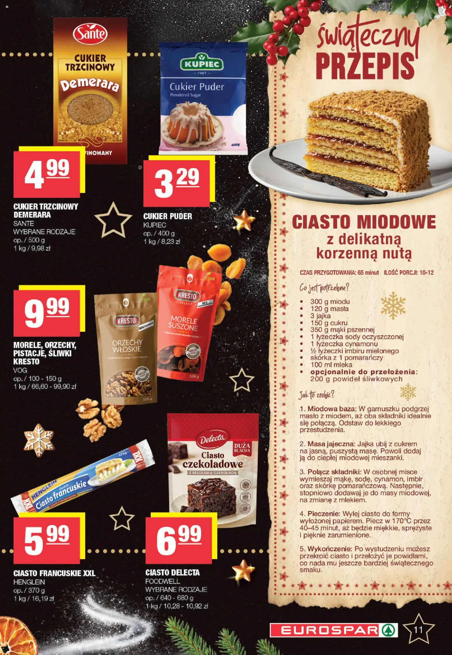 Spar Gazetka - Eurospar od 08.12.2025 | Strona: 11 | Produkty: Cukier puder, Ciasto francuskie, Mleka, Morele