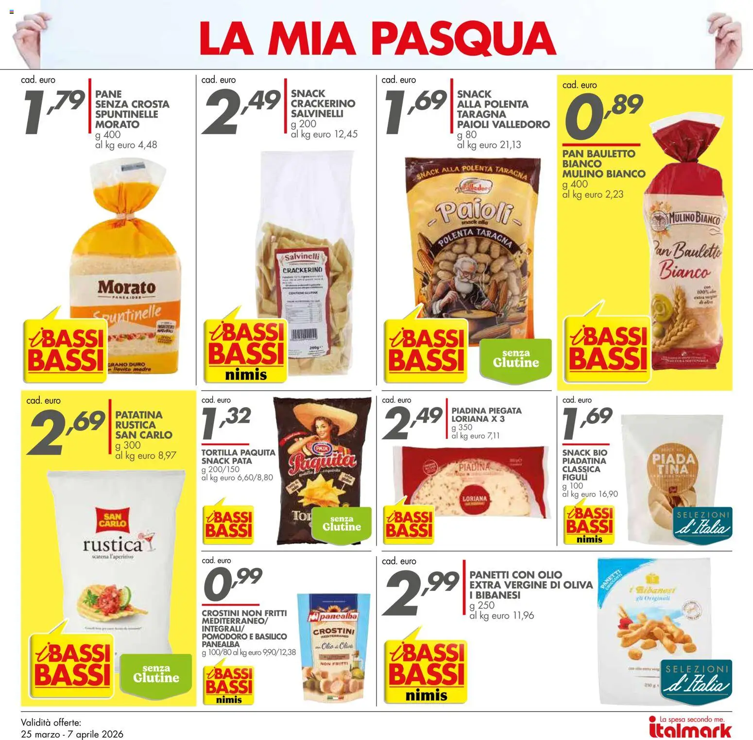 Volantino Italmark del 25.03.2026 | Pagina: 16 | Prodotti: Pane, Pomodoro, Basilico, Olio extra vergine