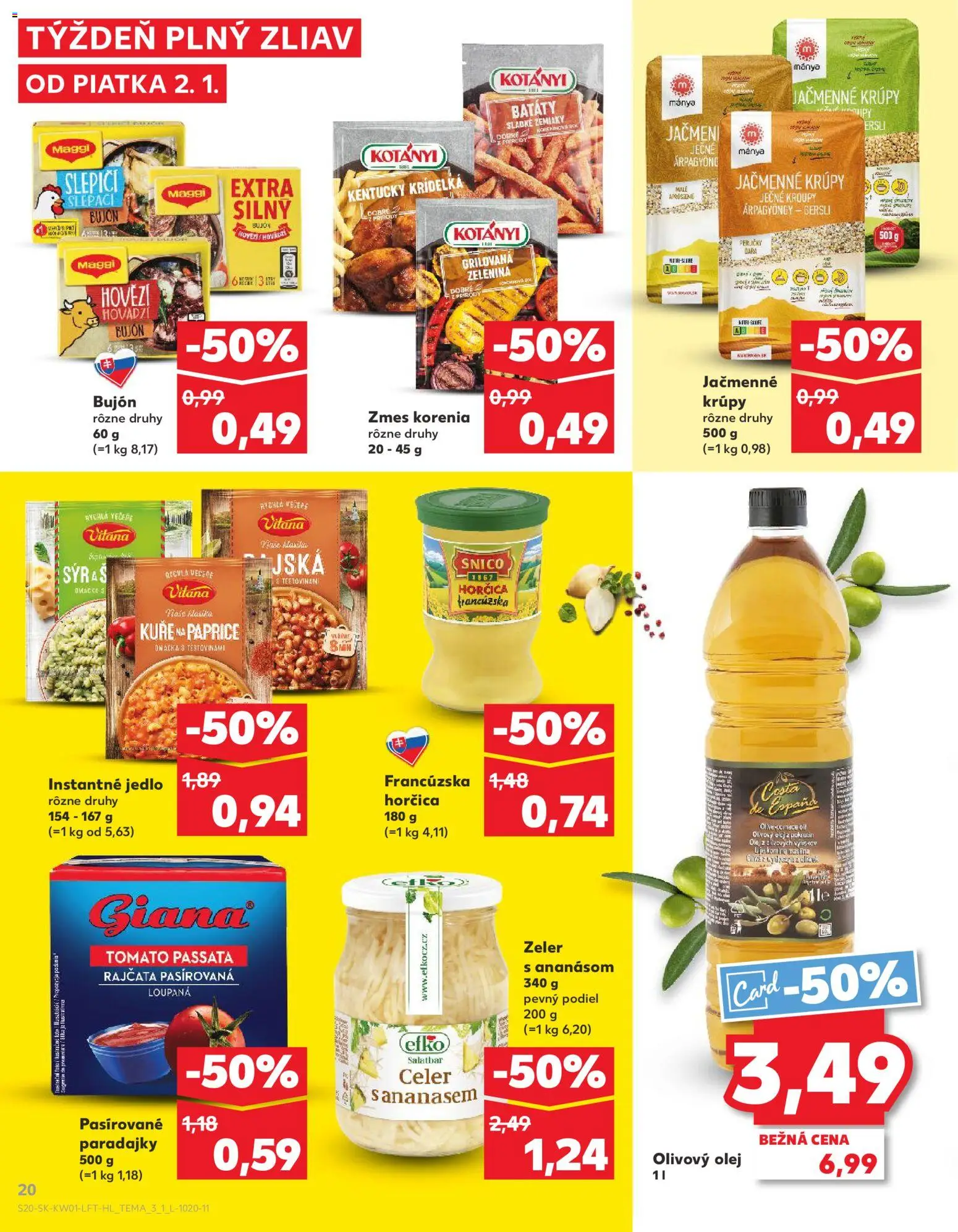 Nové Kaufland akcie – leták je platný od 02.01.2026 | Strana: 20 | Produkty: Syr, Olej, Bujón, Omáčka