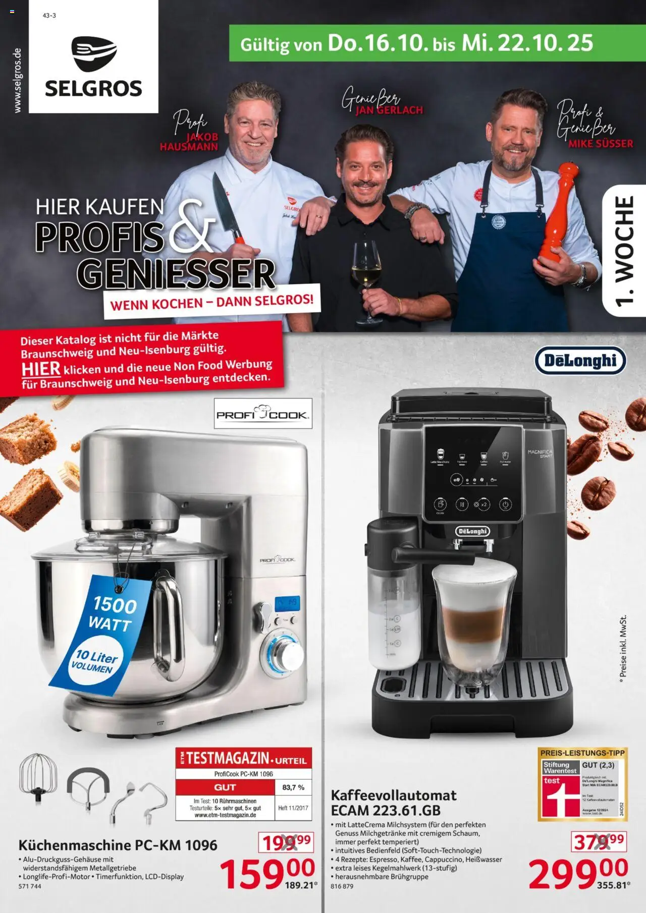 Selgros  Non Food – gültig ab 16.10.2025 | Seite: 1 | Produkte: Kaffeevollautomat