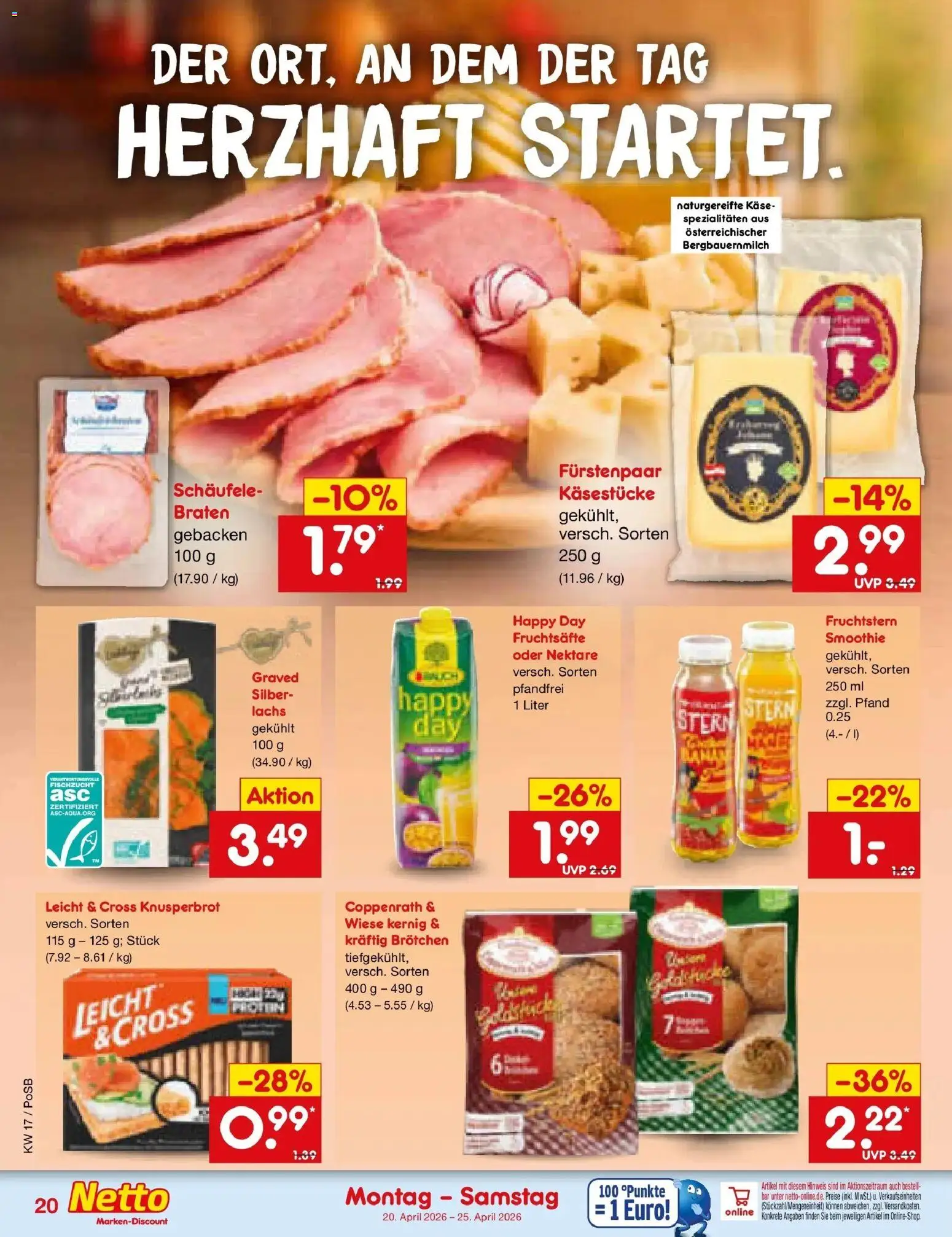 Netto Marken-Discount Prospekt Regensburg	 – gültig ab 20.04.2026 | Seite: 22 | Produkte: Käse, Lachs
