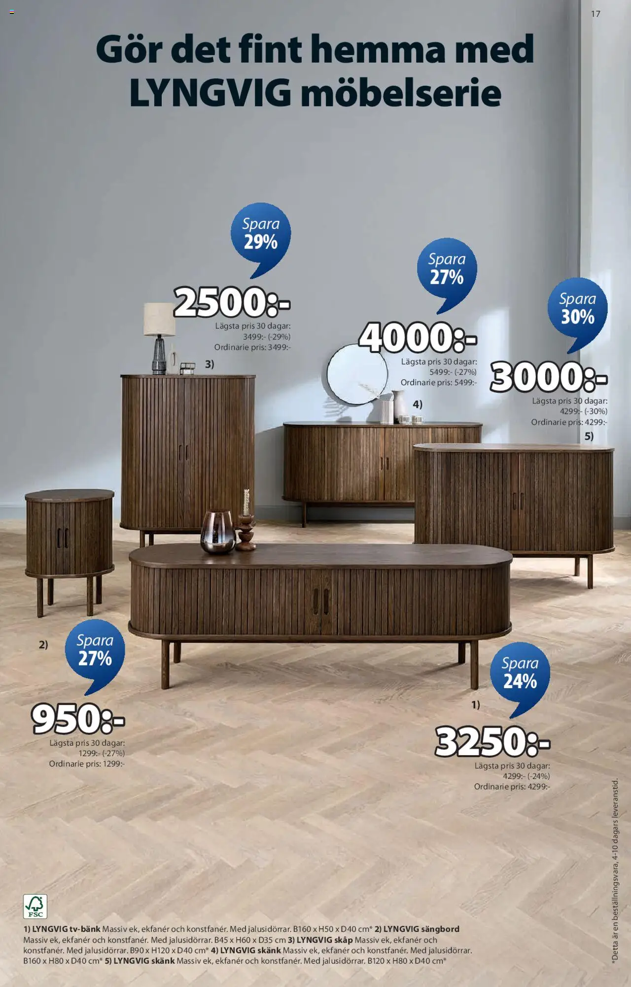 JYSK reklamblad aktuell från 04.08.2025 | Sida: 17 | Produkter: Skåp, Skänk