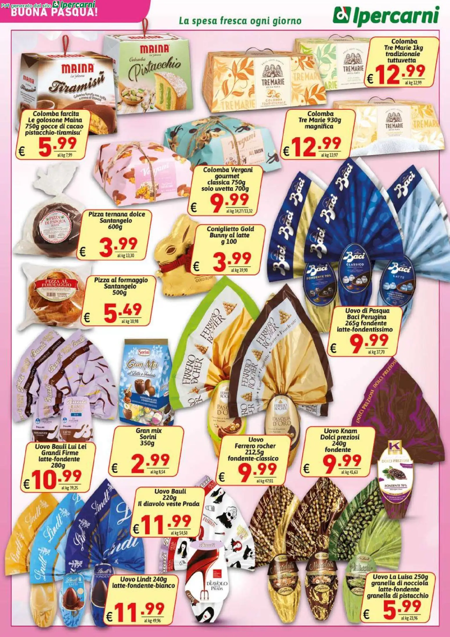 Volantino Ipercarni del 27.03.2026 | Pagina: 8 | Prodotti: Pizza, Latte, Formaggio, Uovo di pasqua