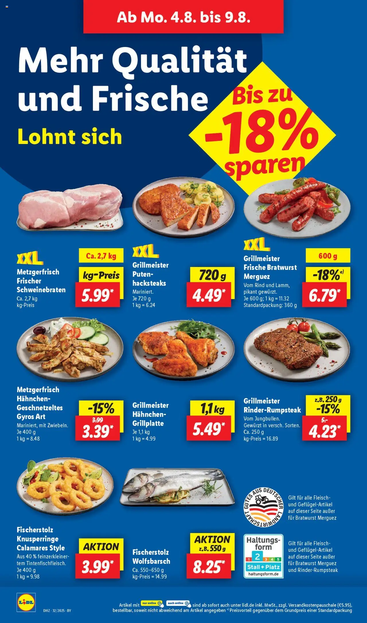 Lidl Prospekt München - gültig ab dem 04.08.2025 | Seite: 10 | Produkte: Hahnchen, Bratwurst, Gyros, Fleisch