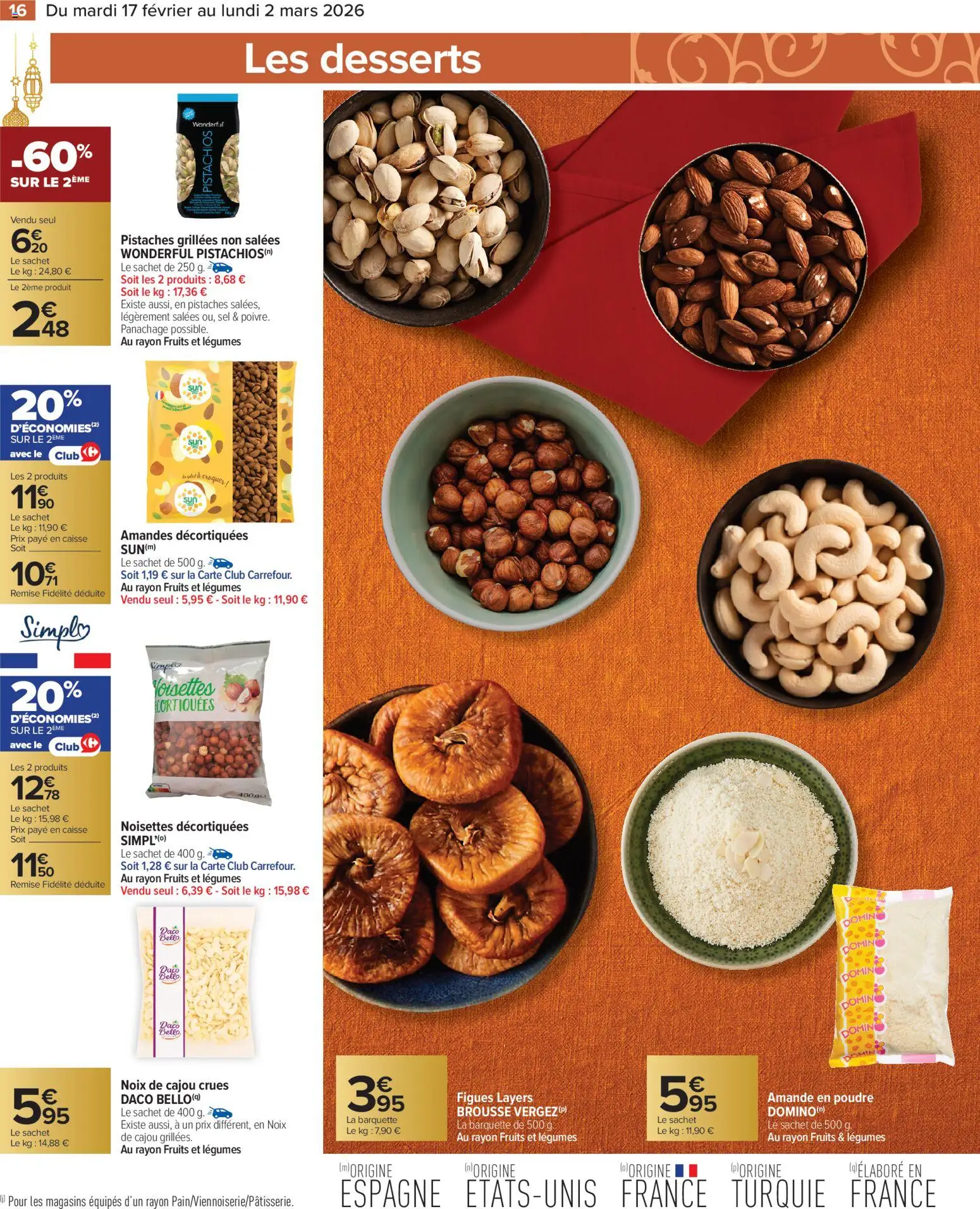 {H1} | Page: 16 | Produits: Poudre, Sel, Pistaches, Amandes