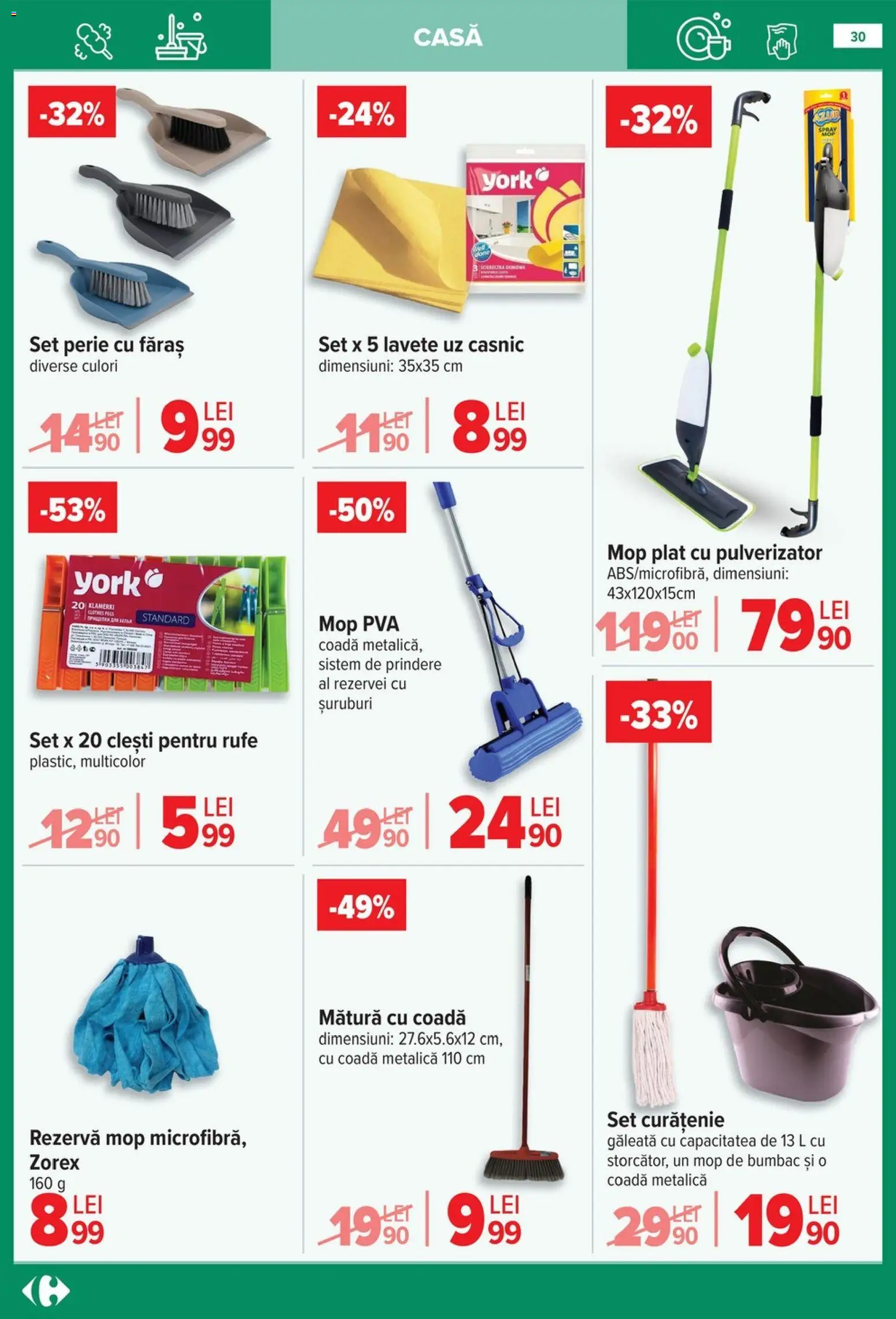 Noul catalog Carrefour – valabil de la 14.01.2026 | Pagină: 30 | Produse: Mop, Mătură, Perie, Lavete