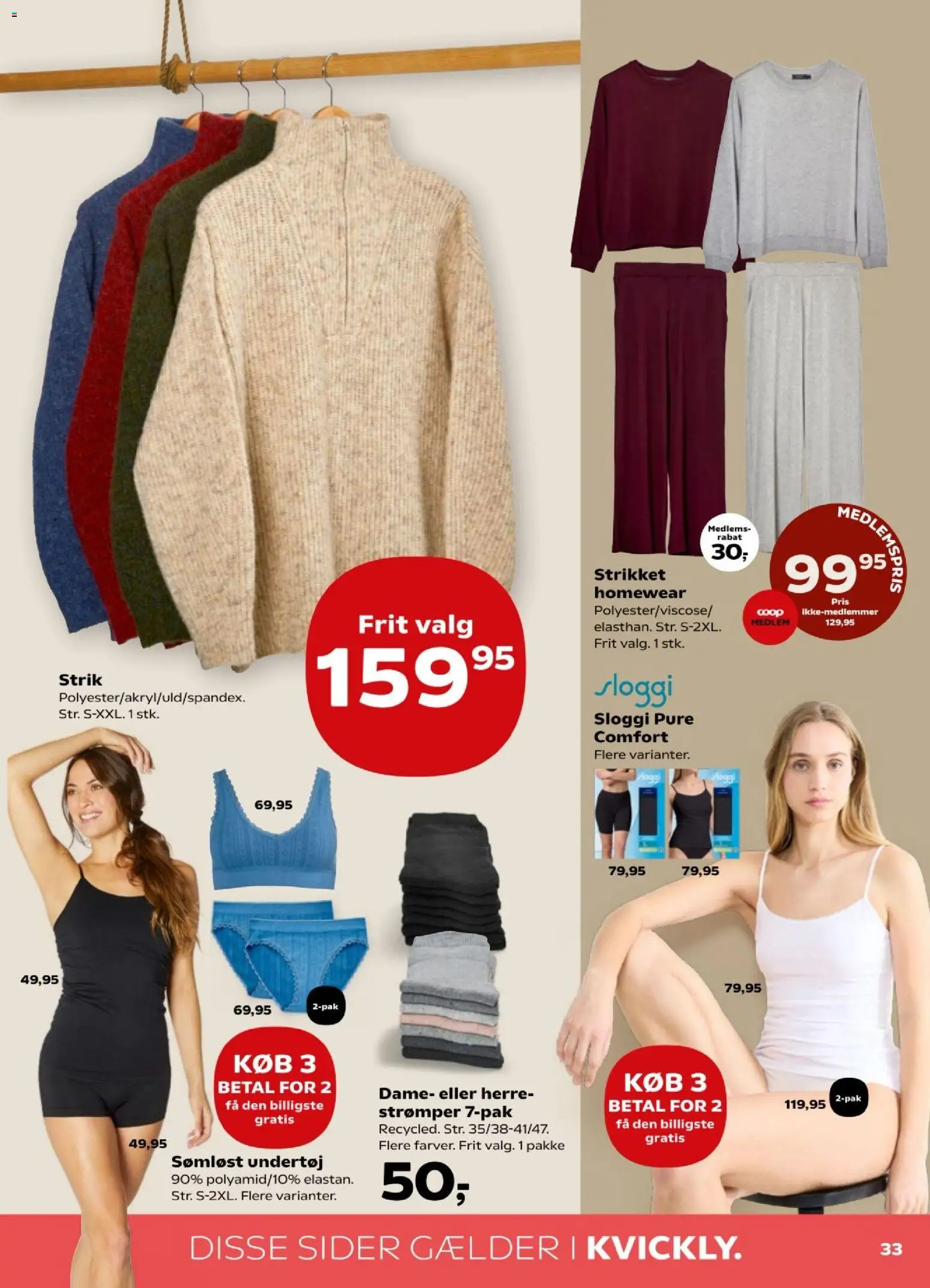Kvickly tilbudsavis – gyldig fra 16.01.2026 | Side: 33 | Produkter: Undertøj, Strømper