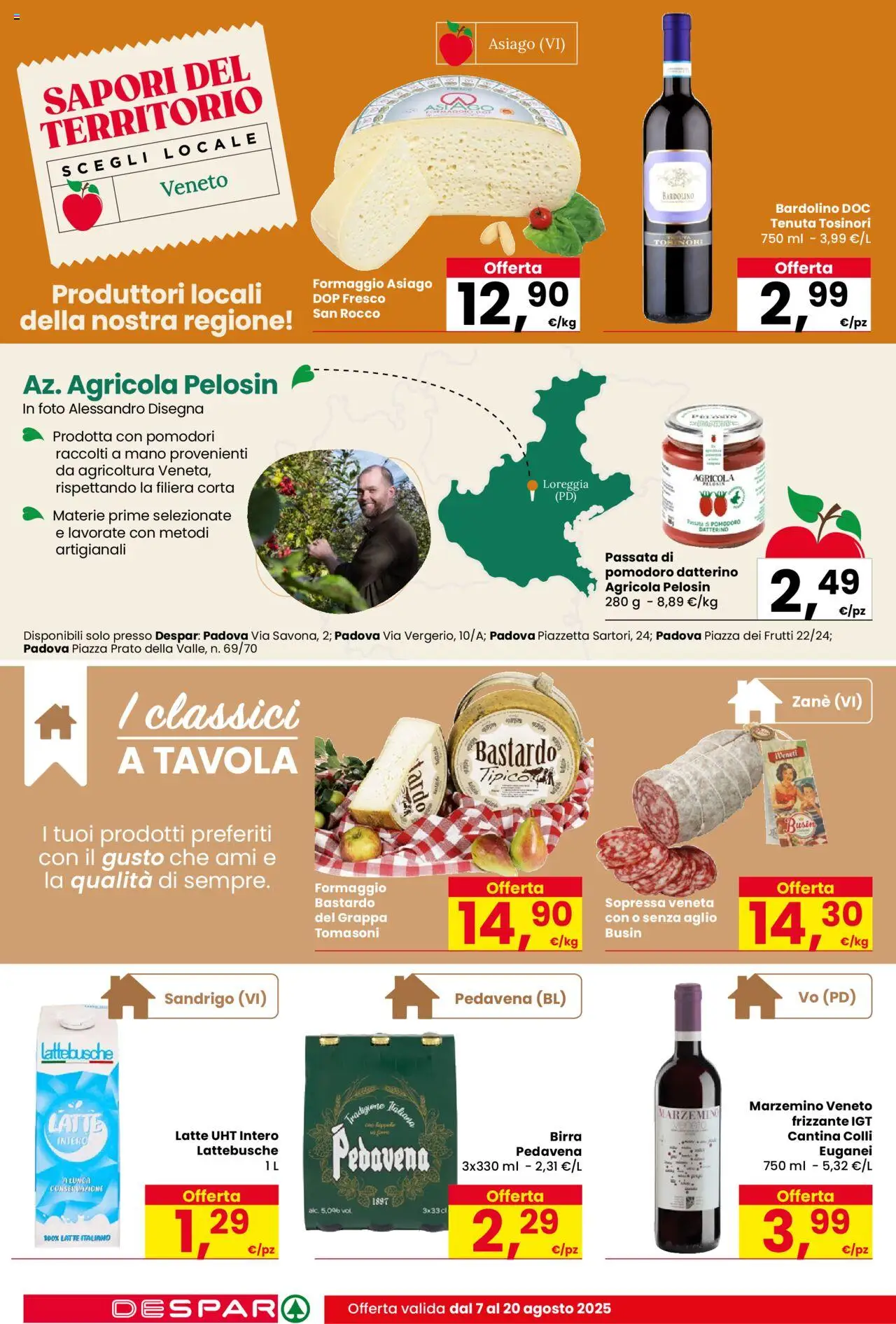 Volantino Despar del 07.08.2025 | Pagina: 12 | Prodotti: Birra, Formaggio, Pomodori, Passata di pomodoro