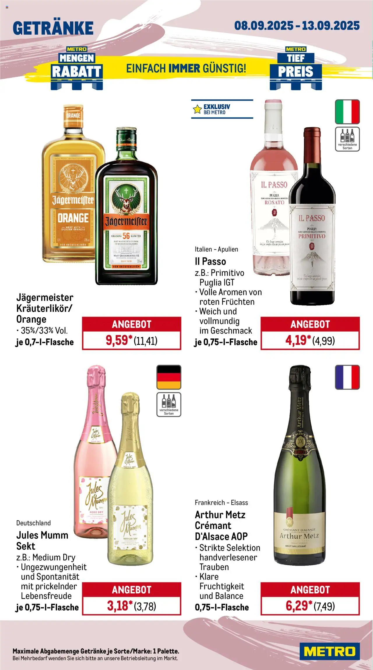 Metro Prospekt 	 – gültig ab 08.09.2025 | Seite: 16 | Produkte: Trauben, Sekt, Jules mumm, Jägermeister