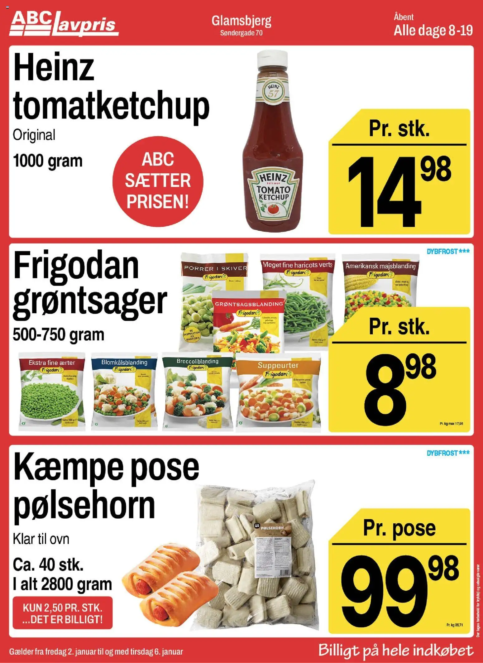 Abc Lavpris tilbudsavis – gyldig fra 01.01.2026 | Side: 6 | Produkter: Pølsehorn, Porrer, Ærter, Ovn