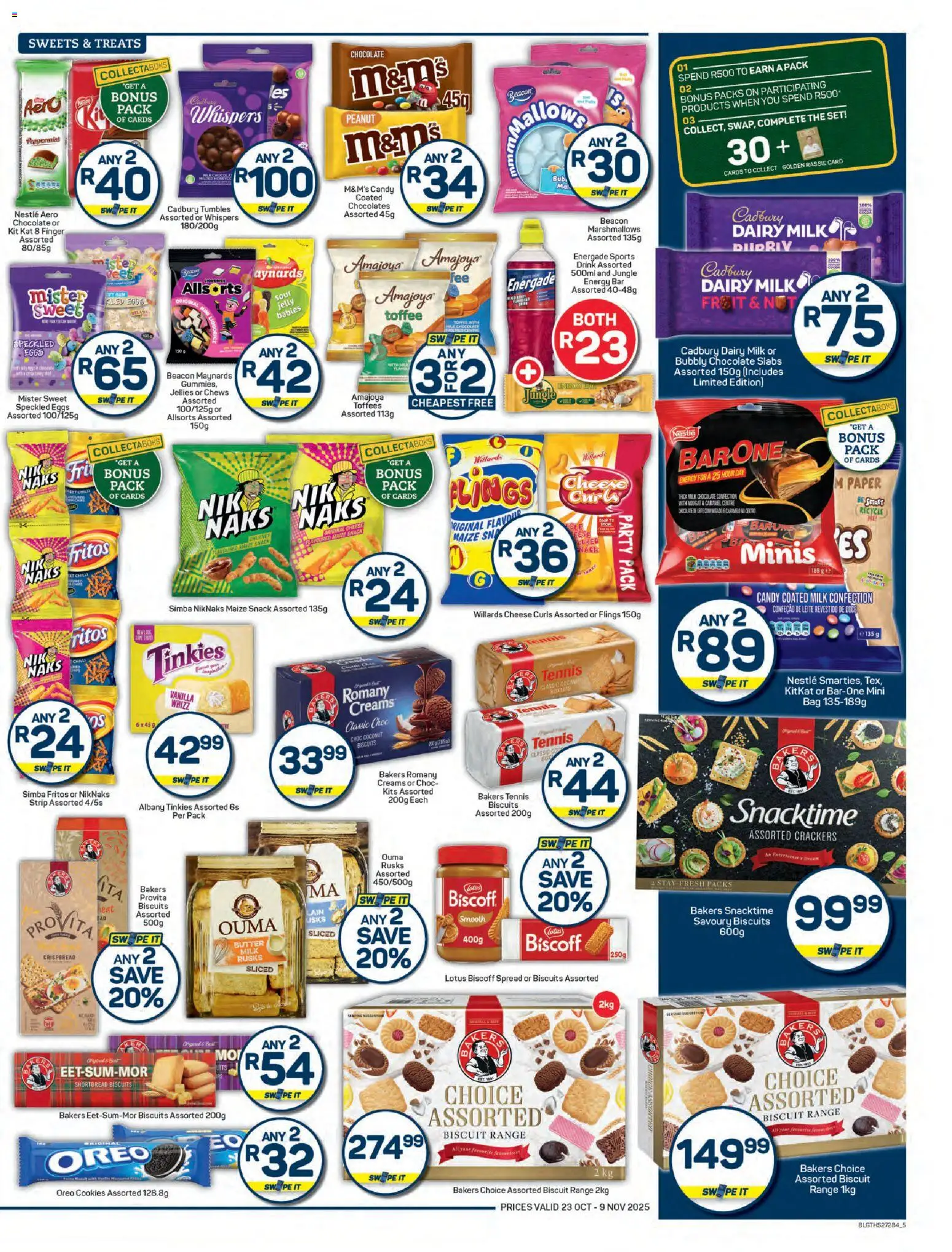 New Pick n Pay catalogue – valid from 23.10.2025 | Page: 5 | Products: Bag, Cheese, Biscuits, Rusks