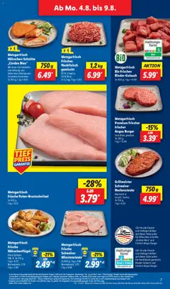 Lidl Prospekt München - gültig ab dem 04.08.2025 | Seite: 11 | Produkte: Nackensteaks, Rindergulasch, Burger, Brot