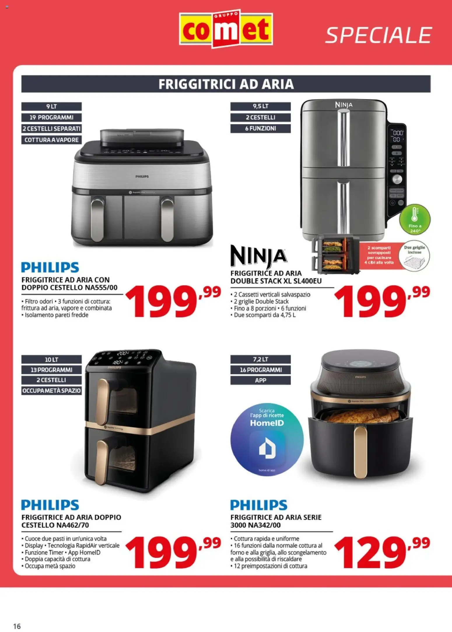 Volantino Comet del 10.04.2026 | Pagina: 16 | Prodotti: Friggitrice ad aria, Forno, Friggitrice