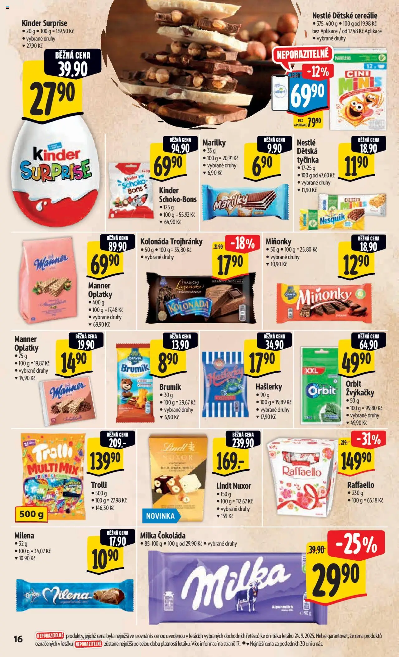 Albert leták - Hypermarket od 01.10.2025 | Strana: 25 | Produkty: Lindt, Čokoláda, Milka, Brumik