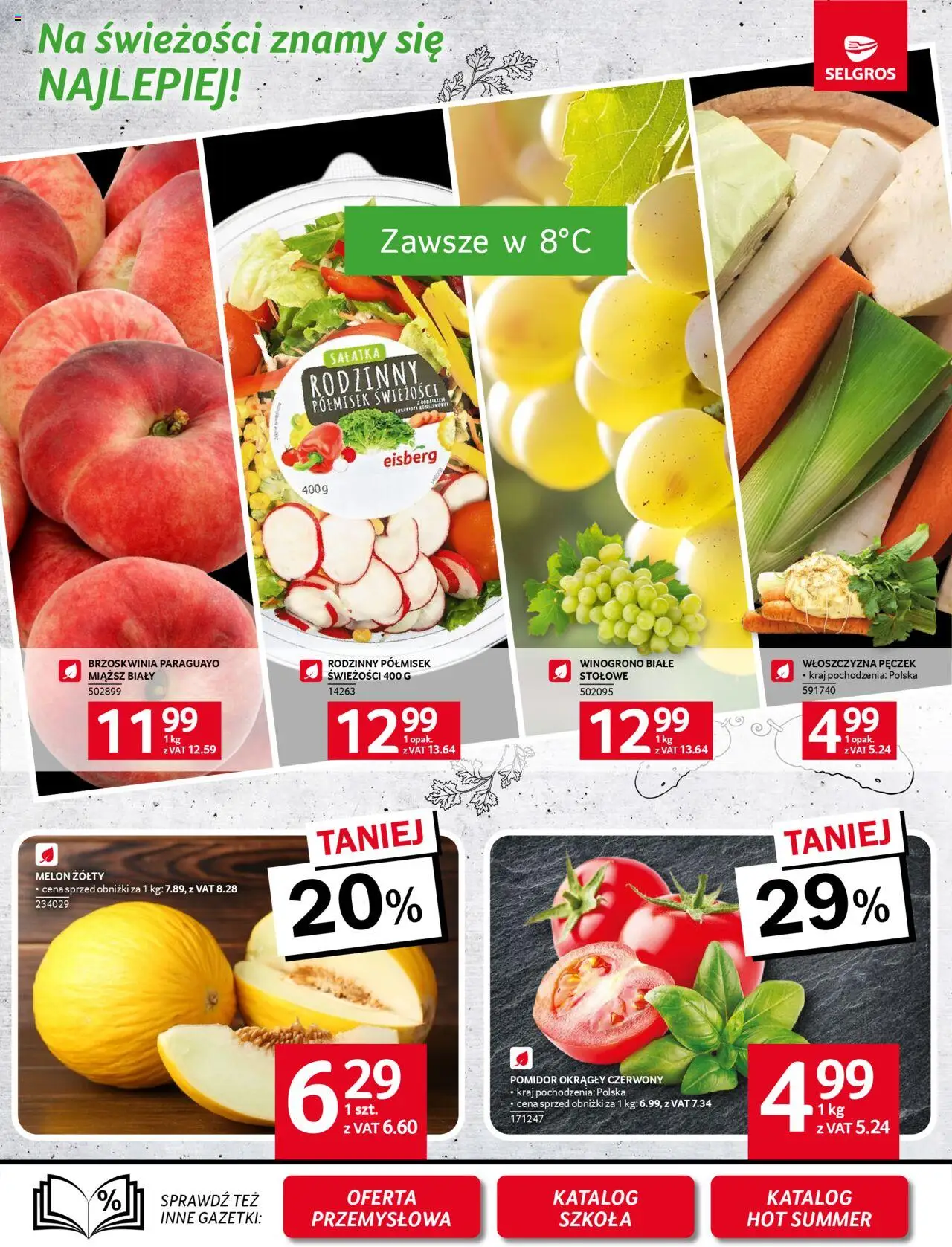 Selgros cash&carry Gazetka od 14.08.2025 | Strona: 3 | Produkty: Brzoskwinia, Melon, Winogrono, Sałatka