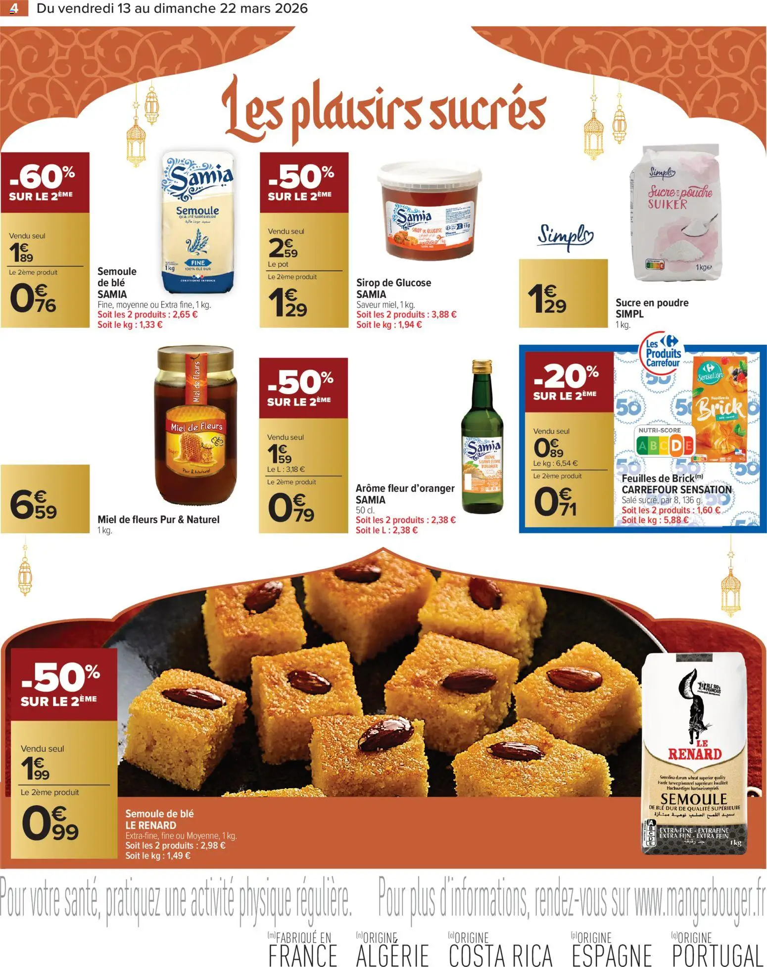 {H1} | Page: 4 | Produits: Sucre, Miel, Semoule, Sirop de glucose