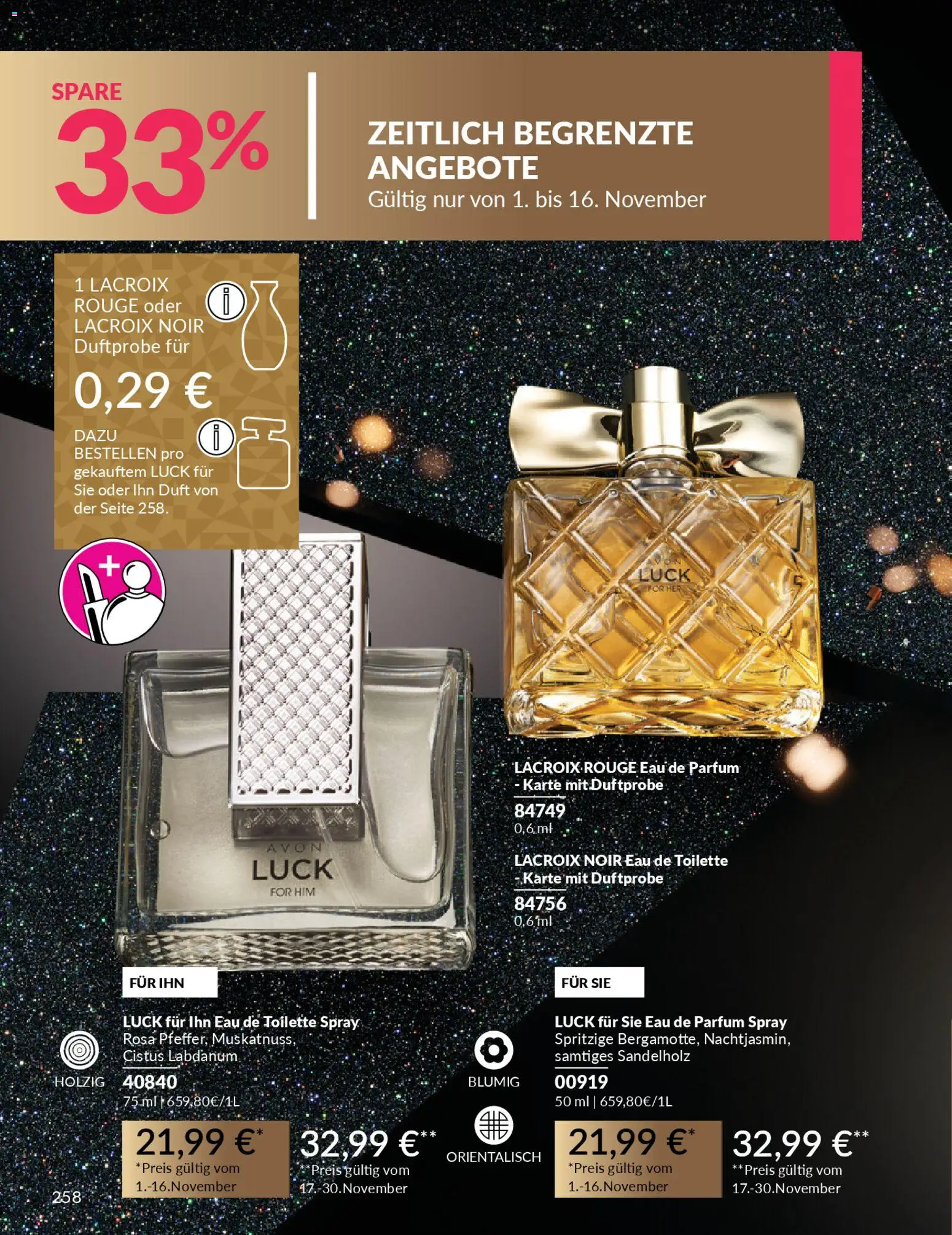 Avon - Black Friday – gültig ab 01.11.2025 | Seite: 260 | Produkte: Toilette, Parfüm, Rouge, Eau de Parfum