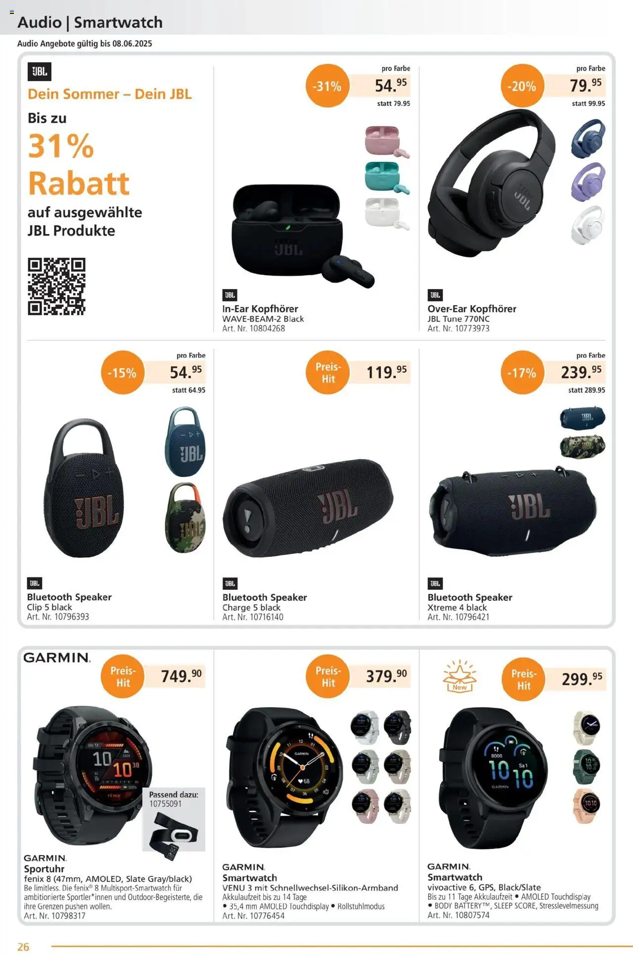 Fust Aktionen ab 26.05.2025 | Seite: 26 | Produkte: Sportuhr, Audio, Kopfhörer, Smartwatch