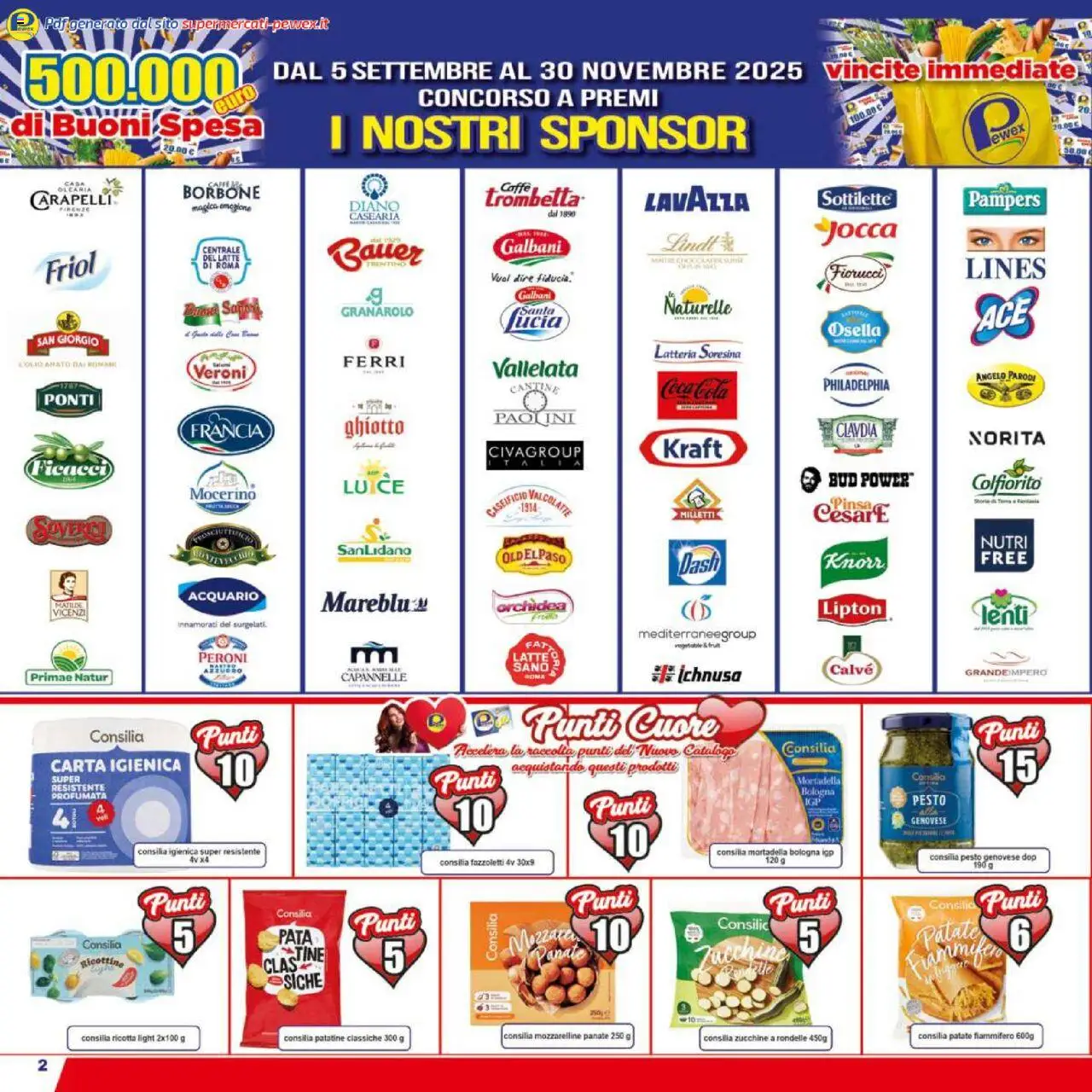 Volantino Pewex del 17.09.2025 | Pagina: 2 | Prodotti: Latte, Pesto, Mortadella, Coca Cola
