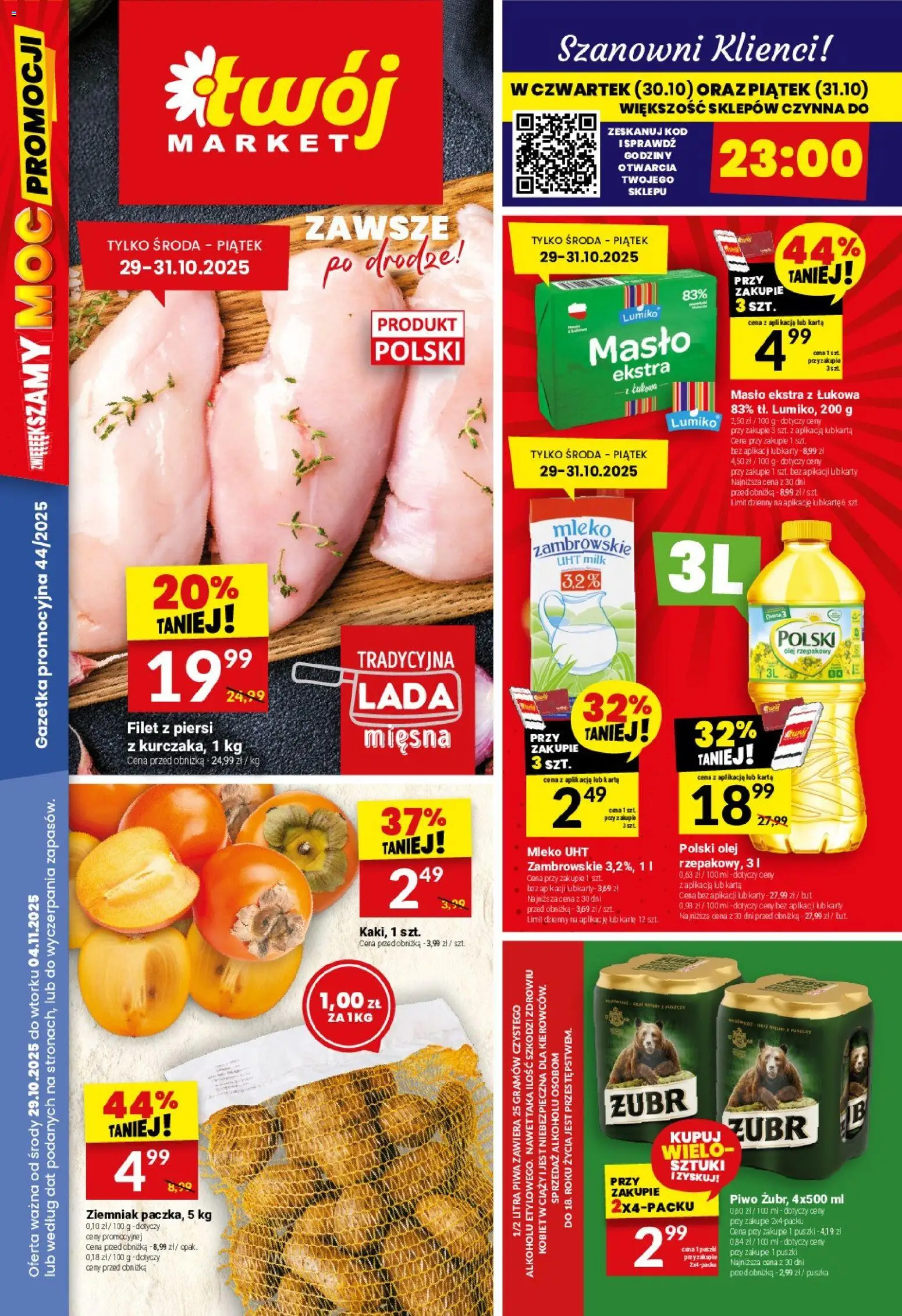 Twój Market Gazetka od 29.10.2025 | Strona: 1 | Produkty: Karta, Masło, Olej, Piwo