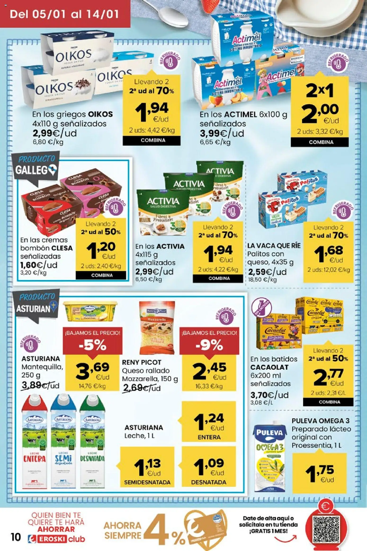 Eroski - Feliz día de Reyes │ válido desde el 05.01.2026 | Página: 10 | Productos: Leche entera, Leche, Queso rallado, Té