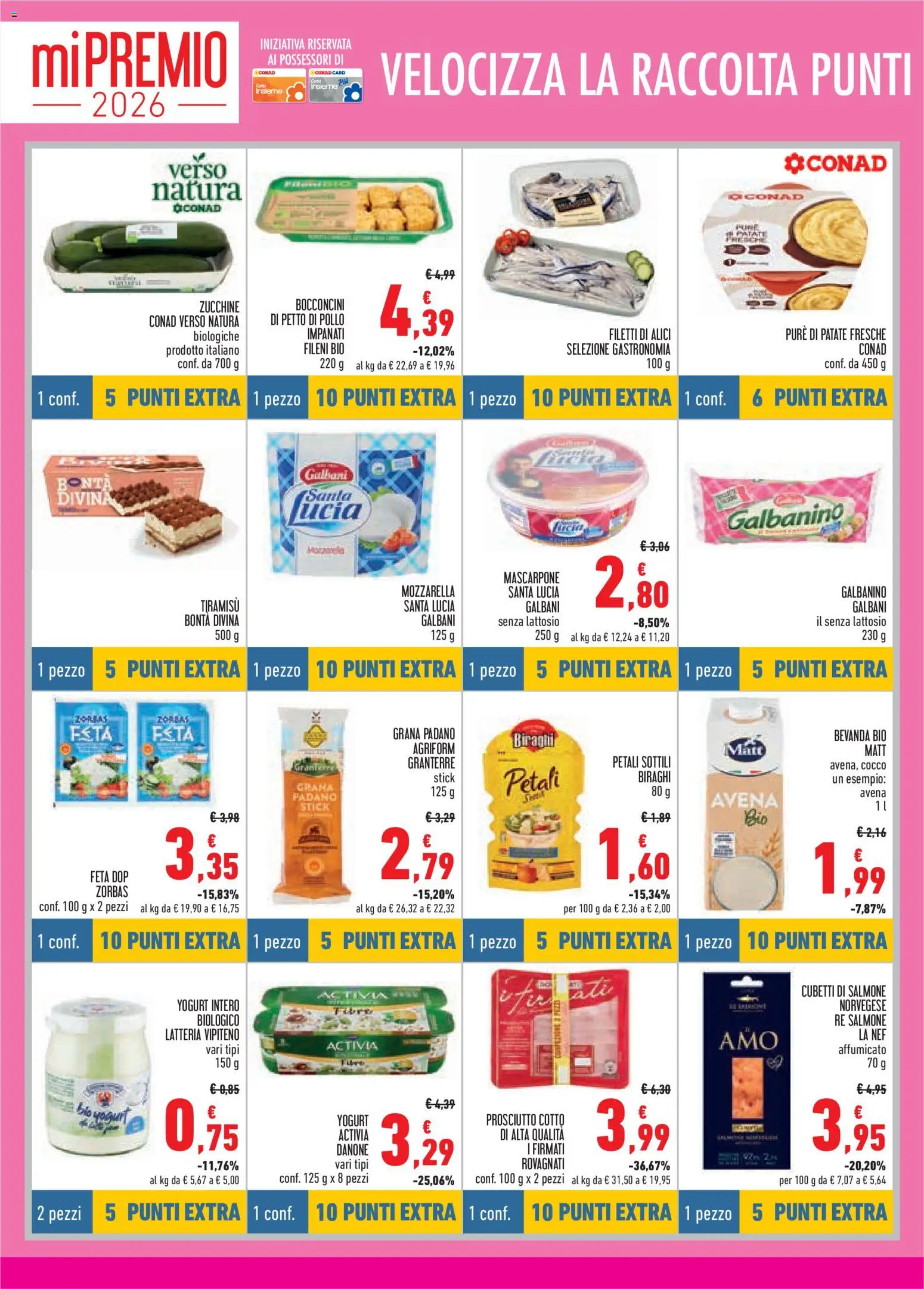 Volantino Conad volantino Mi Premio Piemonte del 26.03.2026 | Pagina: 8 | Prodotti: Prosciutto Cotto, Mozzarella, Cocco, Grana Padano