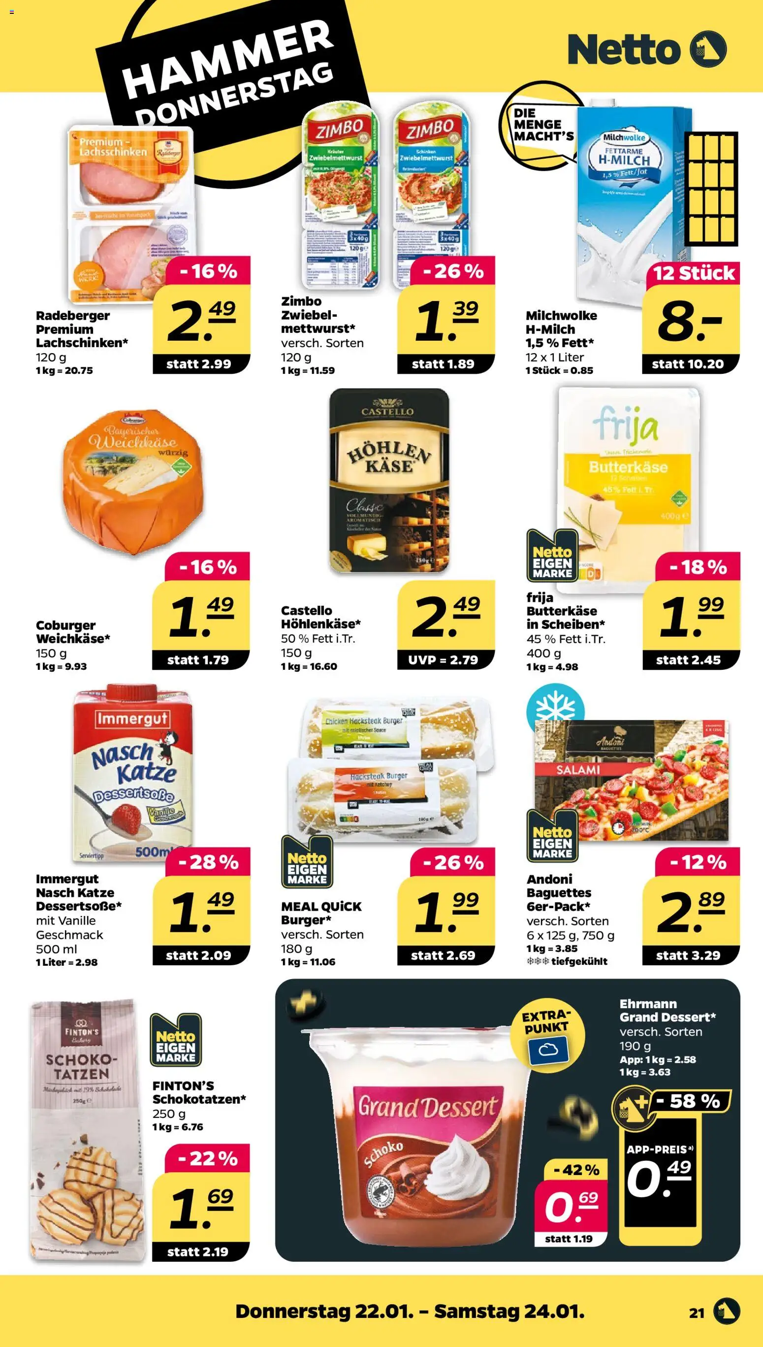 Netto Prospekt 	 – gültig ab 19.01.2026 | Seite: 23 | Produkte: Burger, Baguette, Salami