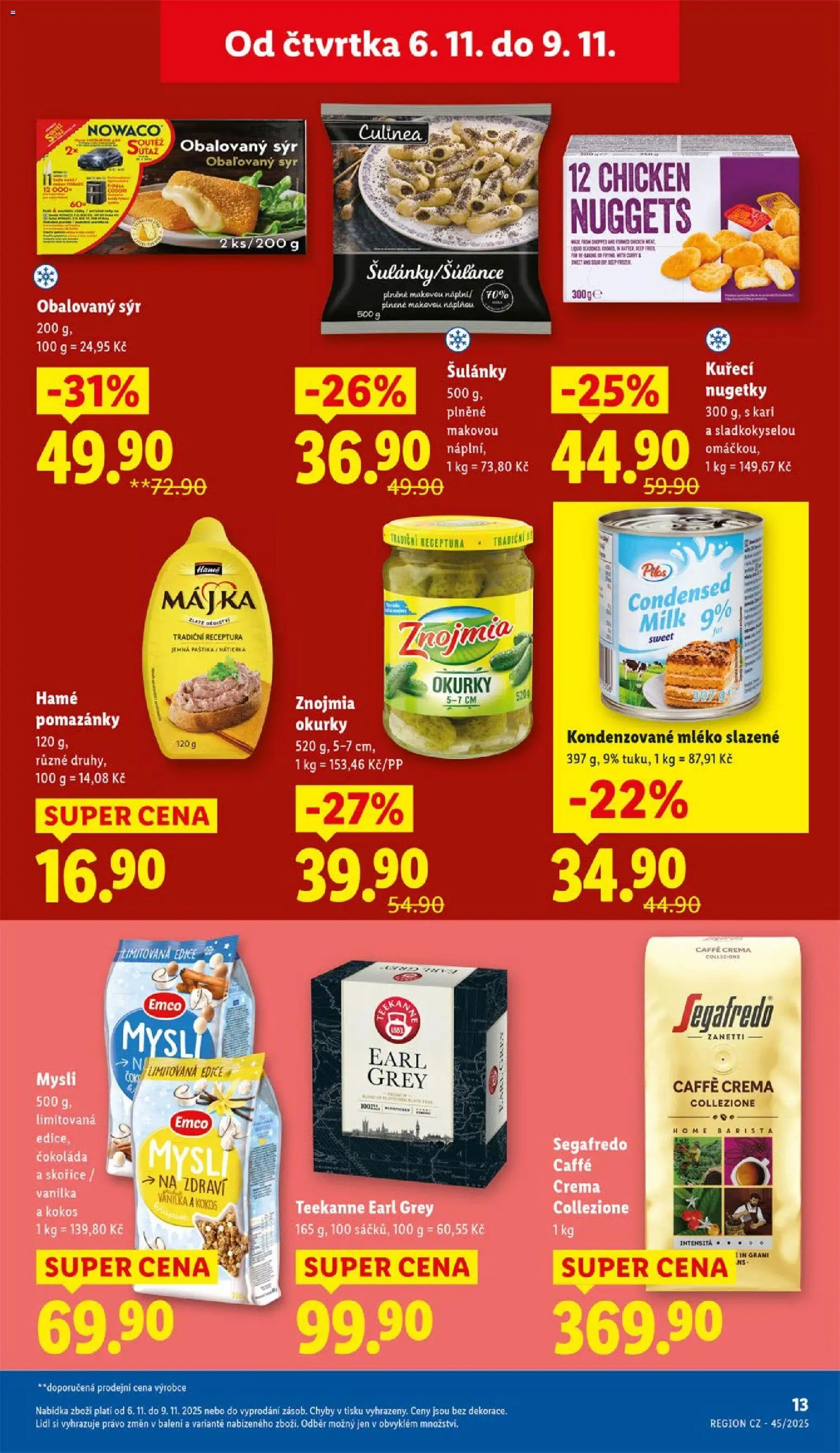 Lidl leták od 06.11.2025 | Strana: 13 | Produkty: Teekanne, Crema, Kondenzované mléko, Paštika