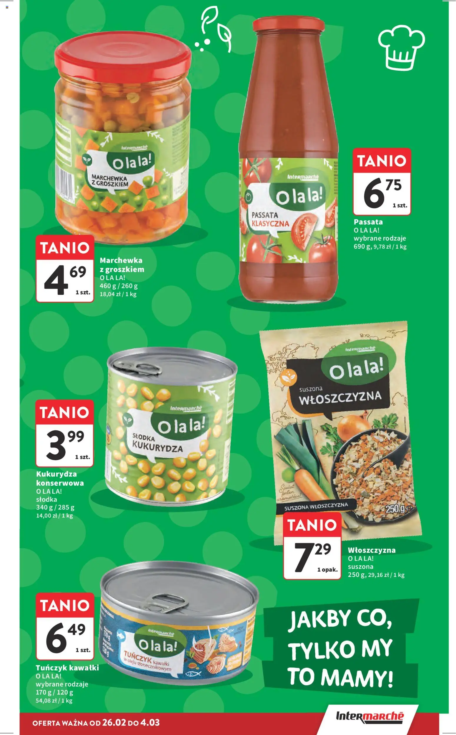 Intermarche Gazetka od 26.02.2026 | Strona: 33 | Produkty: Kukurydza, Tuńczyk, Marchewka, Marchewka z groszkiem