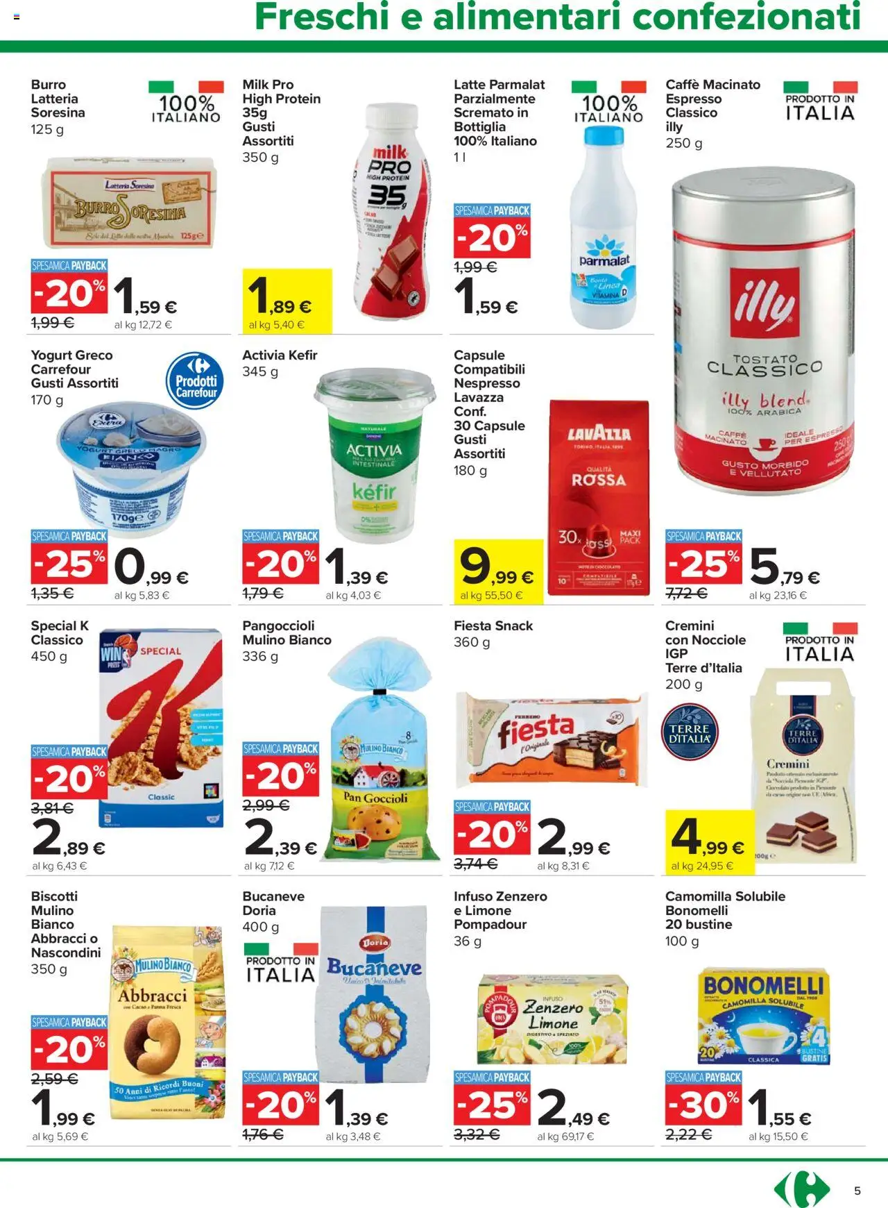 Volantino Carrefour del 24.10.2025 | Pagina: 5 | Prodotti: Caffè, Biscotti, Nocciole, Lavazza