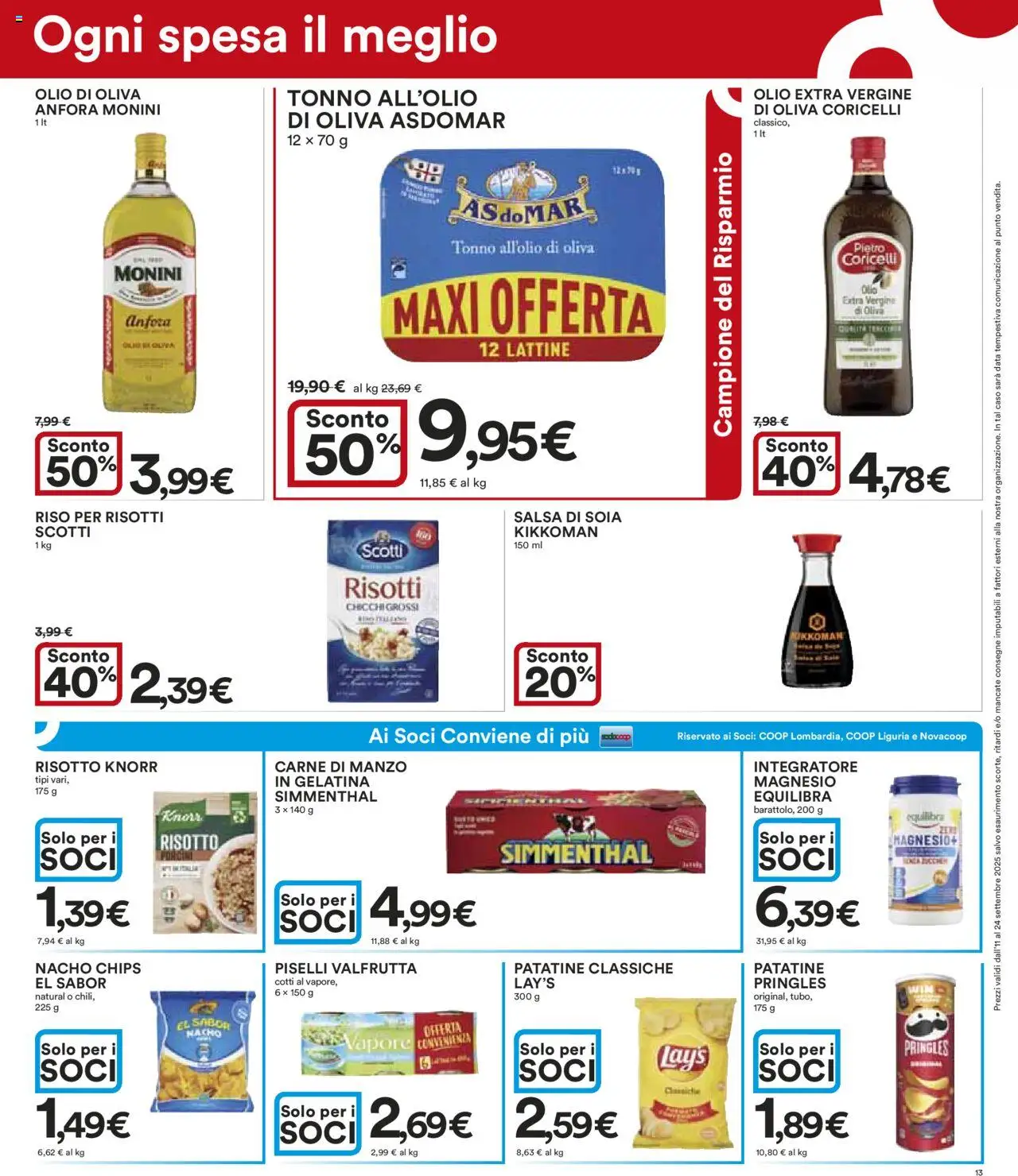 Volantino Ipercoop del 11.09.2025 | Pagina: 13 | Prodotti: Patatine, Salsa, Olio, Olio di Oliva
