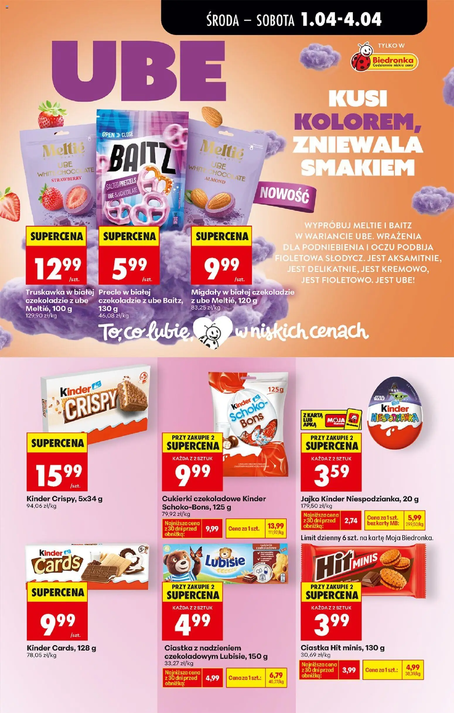 Biedronka gazetka od środy od 01.04.2026 | Strona: 55 | Produkty: Karta, Kinder jajko, Cukierki, Ciastka
