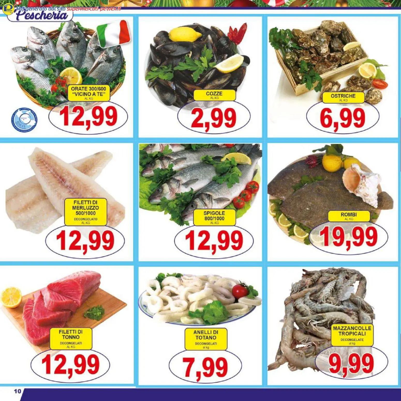 Volantino Pewex del 27.12.2025 | Pagina: 10 | Prodotti: Merluzzo, Mazzancolle, Tonno, Totano