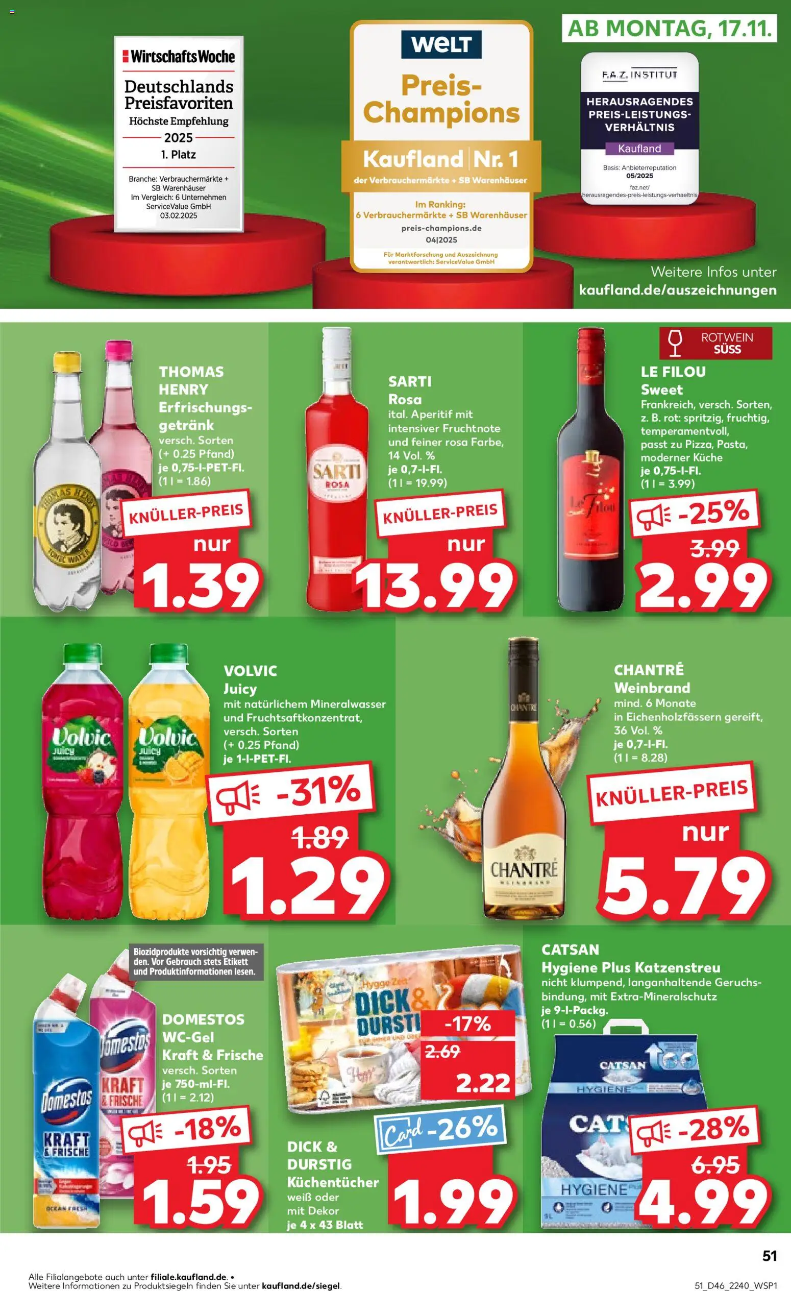 Kaufland prospekt Stuttgart	 – gültig ab 13.11.2025 | Seite: 51 | Produkte: Catsan, Le filou, Rotwein, Chantré