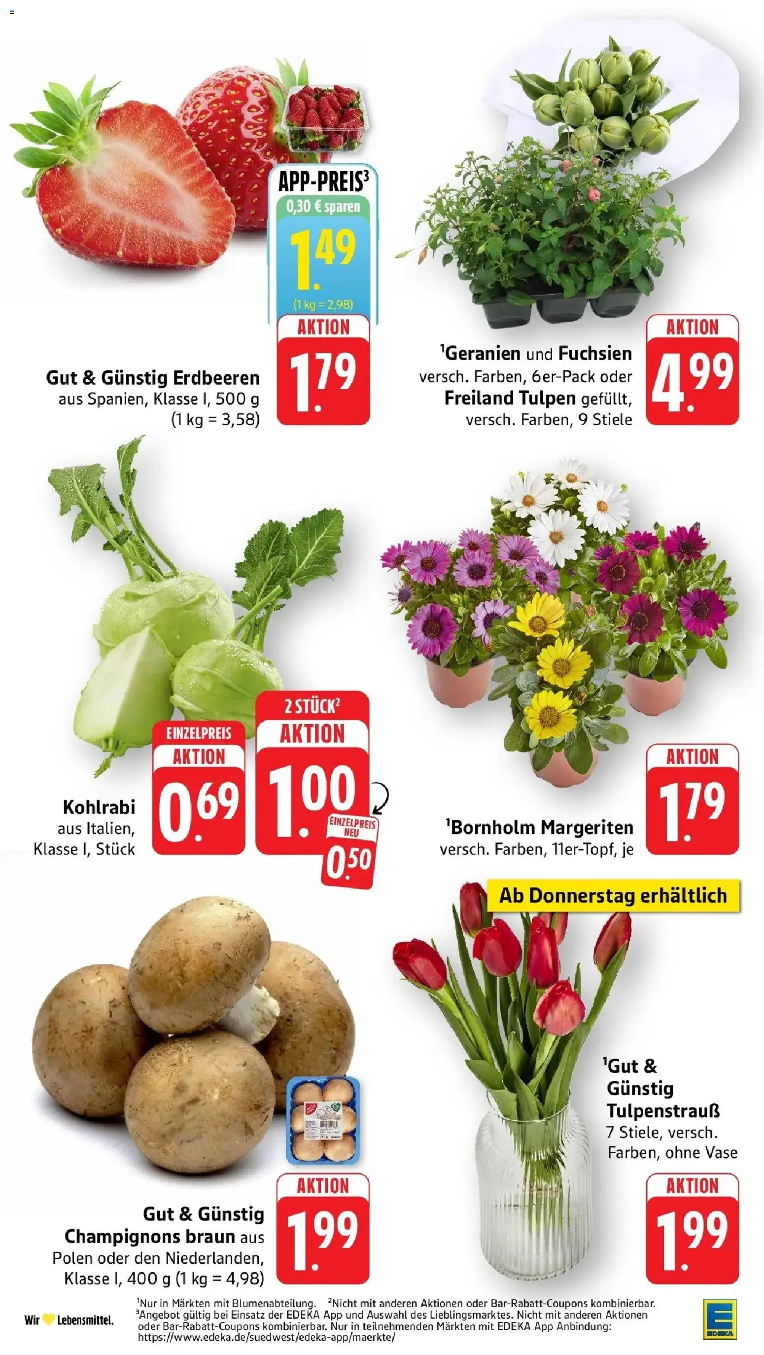 E center Prospekt Kehl	 – gültig ab 05.04.2026 | Seite: 7 | Produkte: Vase, Kohlrabi, Champignons, Erdbeeren