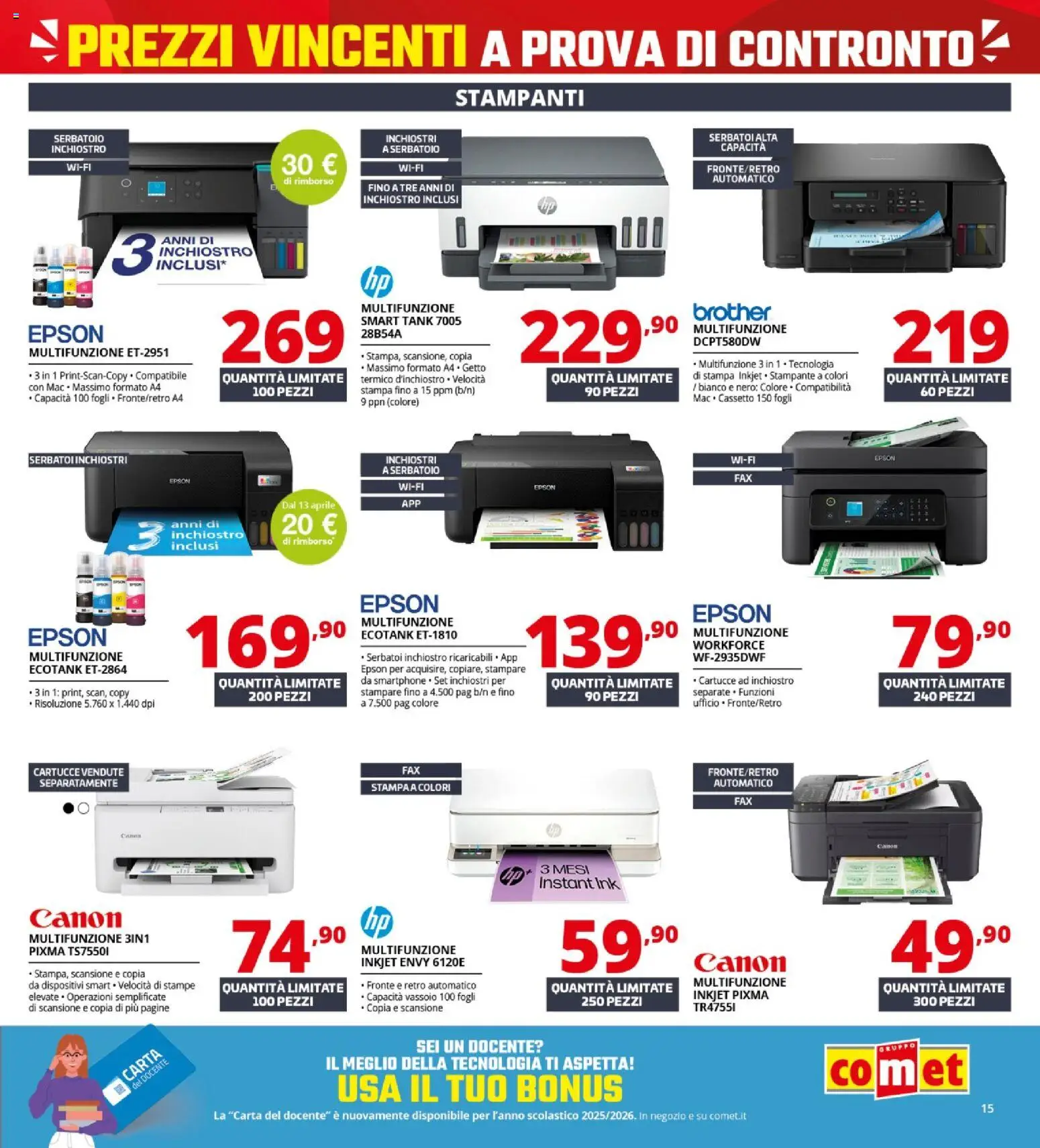 Volantino Comet del 23.04.2026 | Pagina: 15 | Prodotti: Stampante, Stampa, Vassoio