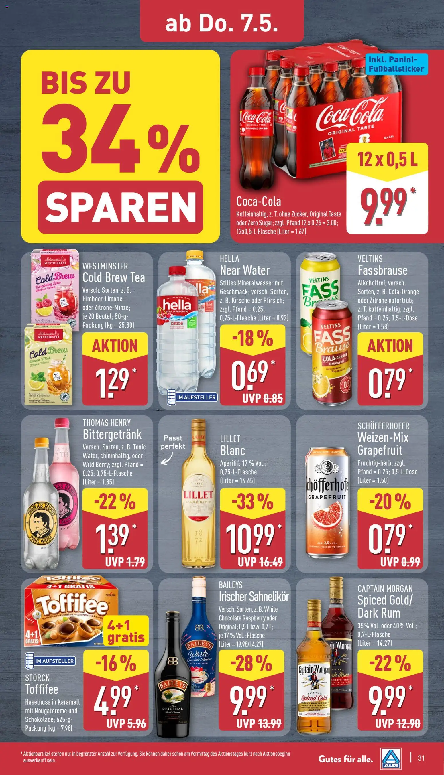Aldi Prospekt 	 – gültig ab 04.05.2026 | Seite: 31 | Produkte: Coca cola, Mineralwasser, Lillet, Hella