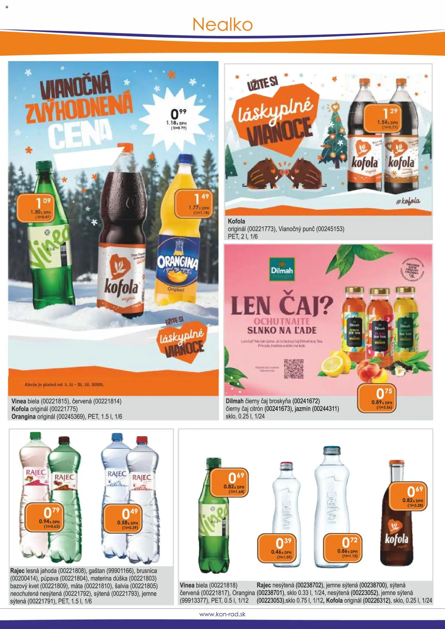 Nové KON - RAD akcie – leták je platný od 01.12.2025 | Strana: 41 | Produkty: Čaj, Rajec, Kofola, Vinea