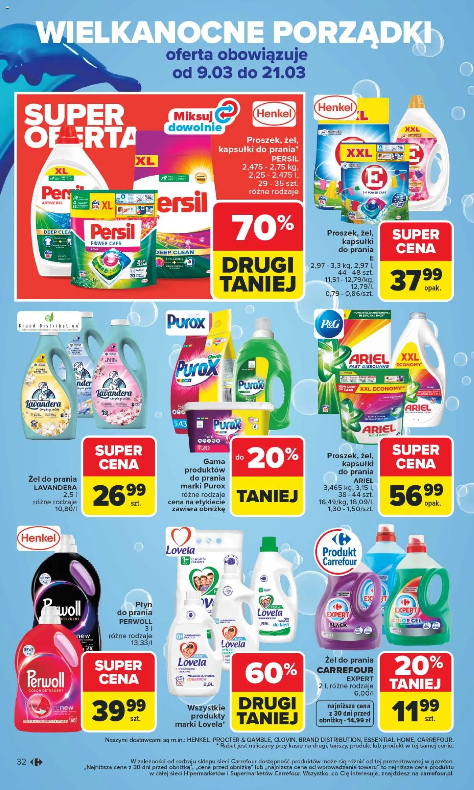 Carrefour gazetka od 09.03.2026 | Strona: 34 | Produkty: Persil, Ariel, Kapsułki do prania, Lovela