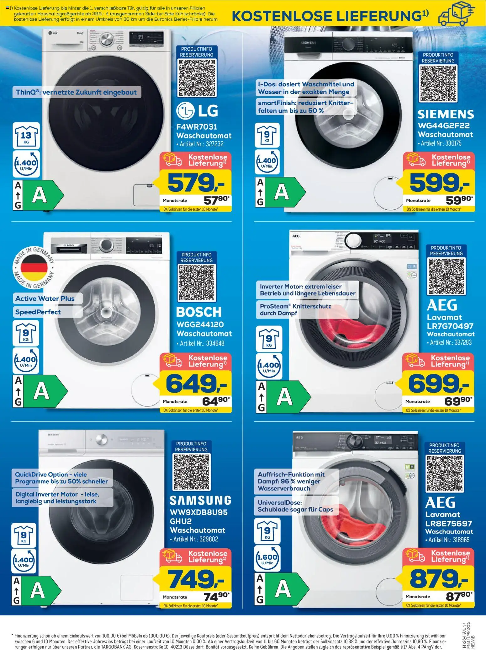 Euronics Prospekt Berlet – gültig ab 26.03.2026 | Seite: 3 | Produkte: Siemens, Samsung, Wasser, Waschmittel