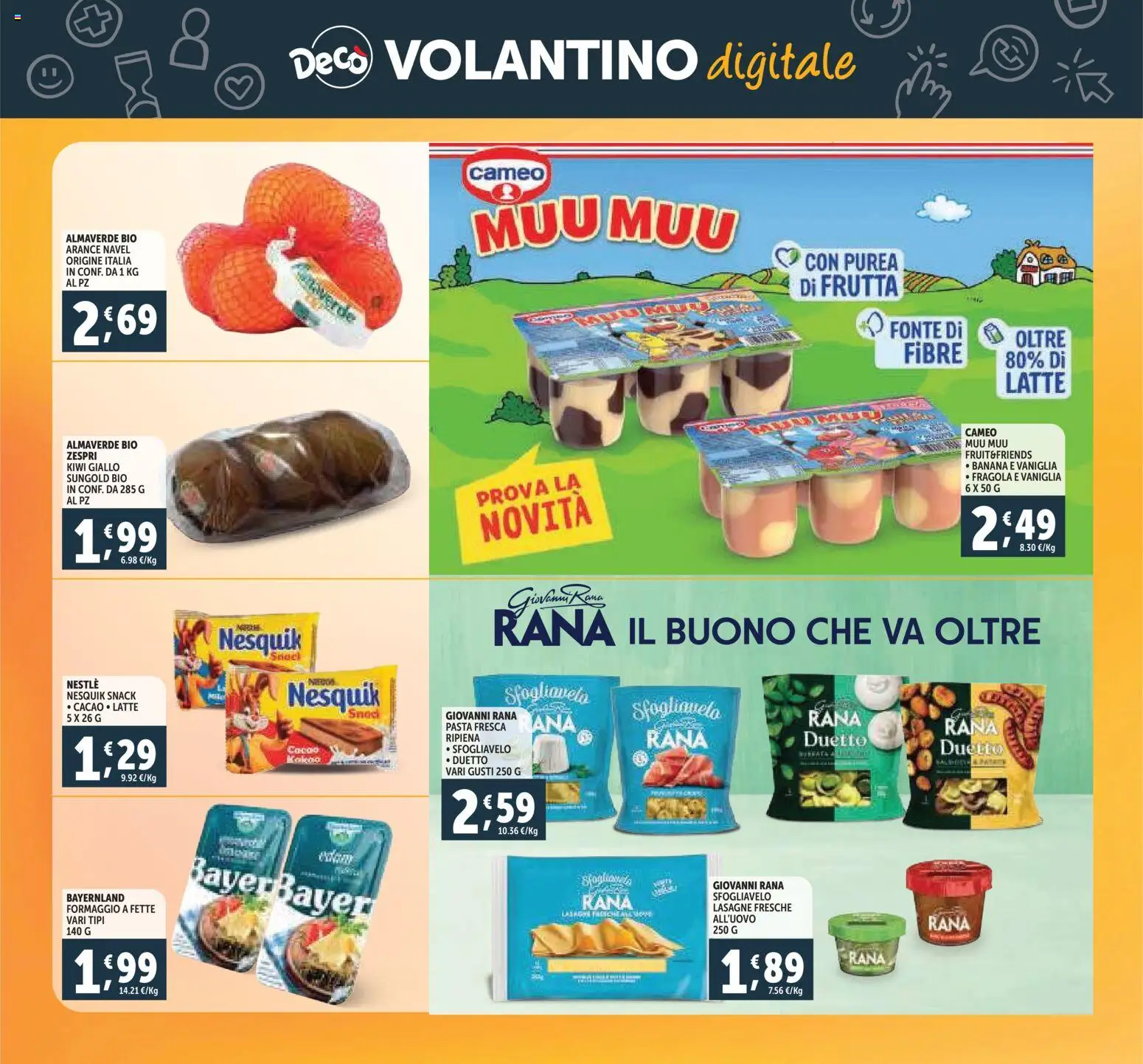 Volantino Decò del 20.11.2025 | Pagina: 22 | Prodotti: Kiwi, Latte, Formaggio, Pasta