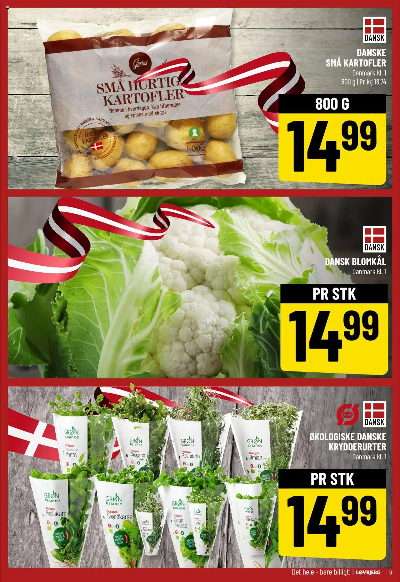Løvbjerg Tilbudsavis gyldig fra 04.07.2025 | Side: 15 | Produkter: Kartofler, Blomkål, Mynte, Basilikum