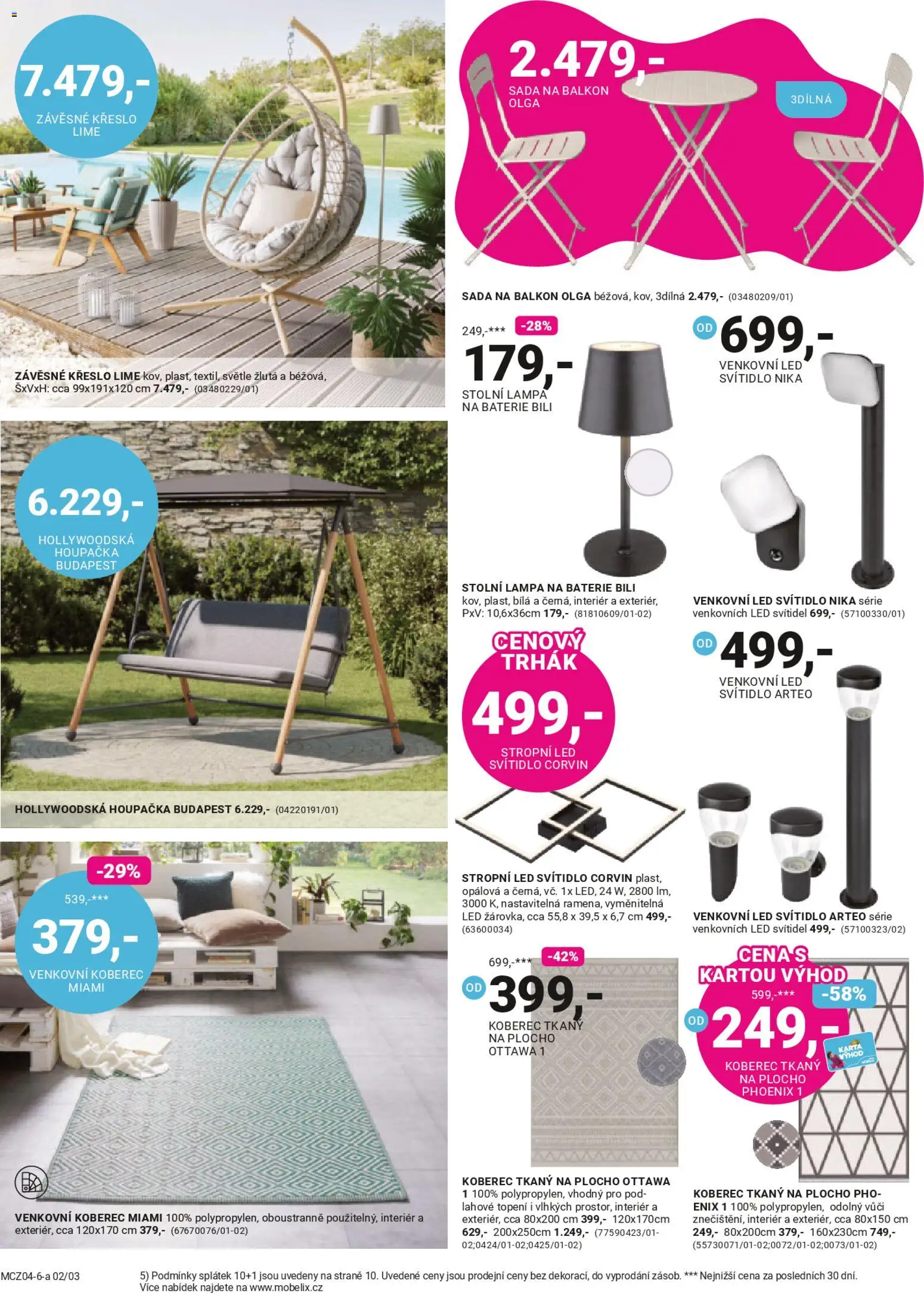 Möbelix leták od 06.04.2026 | Strana: 2 | Produkty: Stolní lampa, Lampa na baterie, Koberec, Lampa