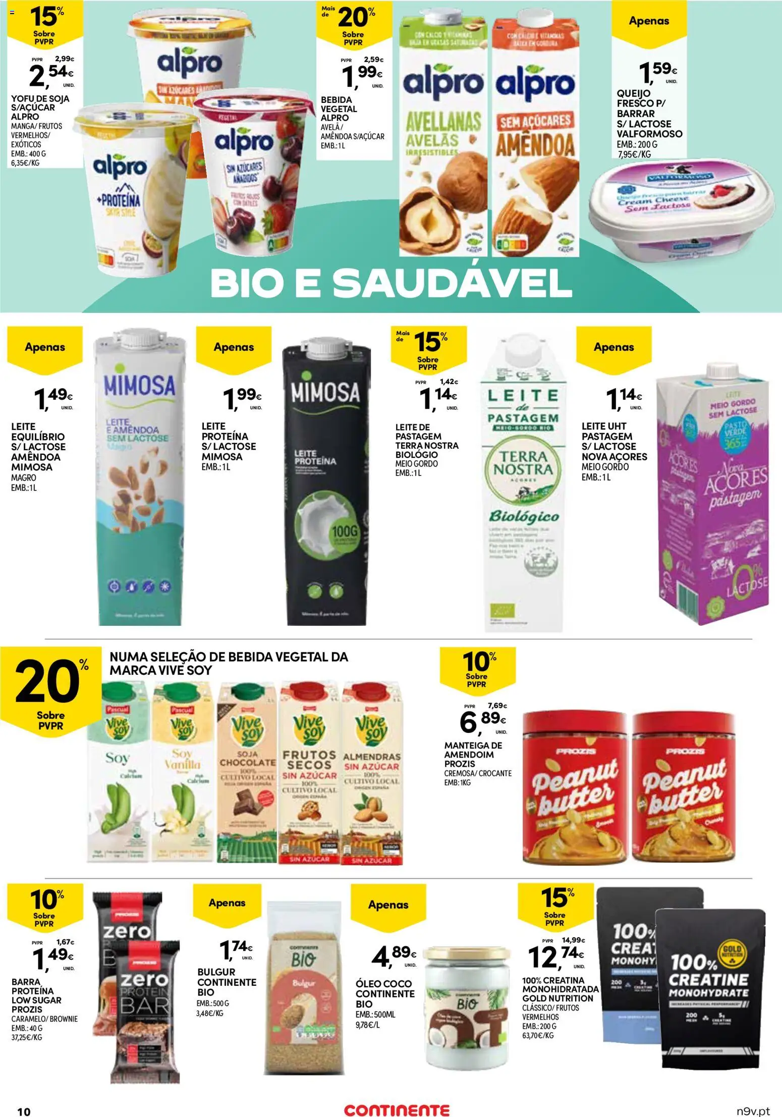 Continente Açores  │ válido de 16.04.2026 | Página: 10 | Produtos: Leite proteina, Leite, Manteiga, Queijo