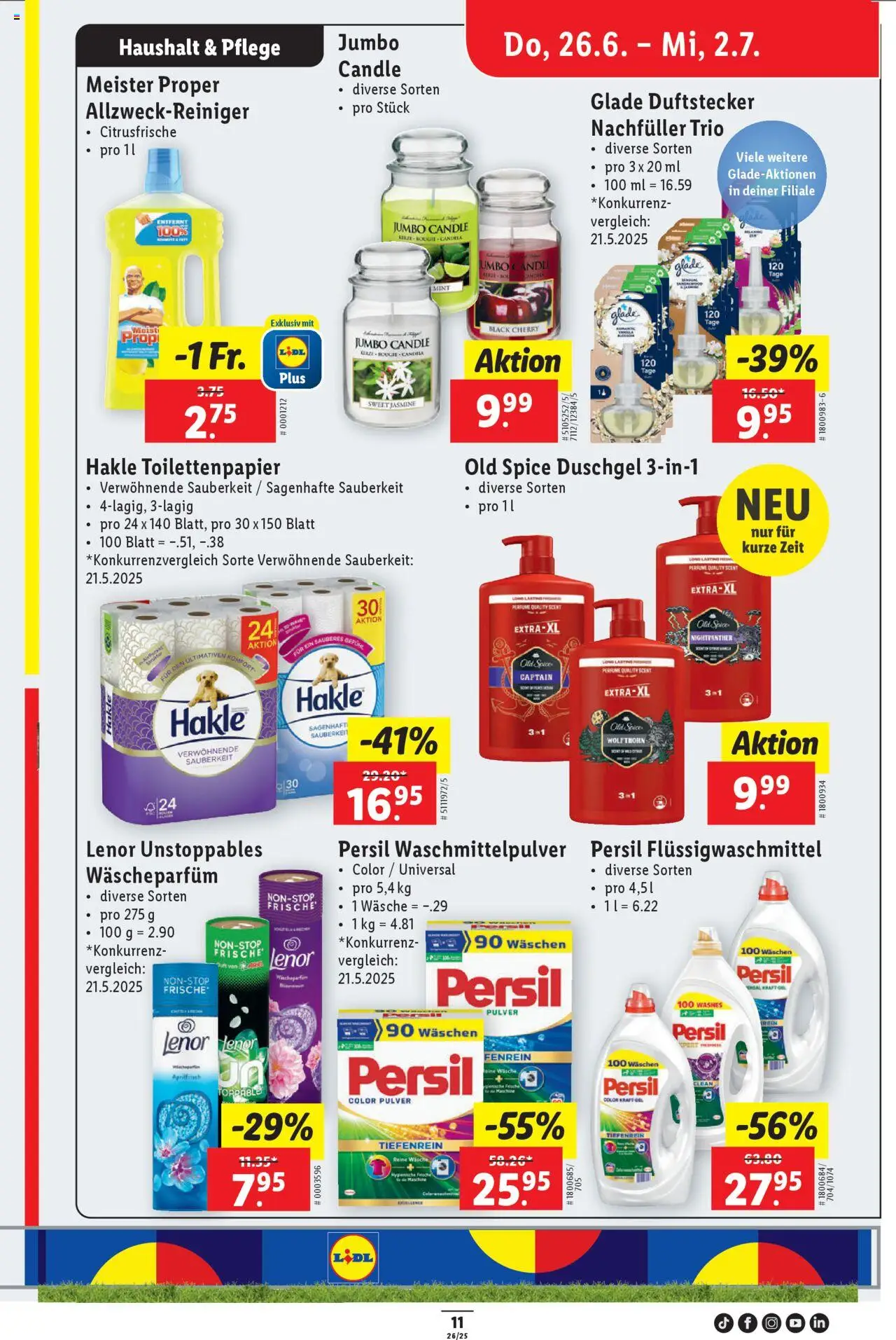 Lidl Aktionen ab 26.06.2025 | Seite: 17 | Produkte: Pulver, Duschgel, Shower Gel, Toilettenpapier