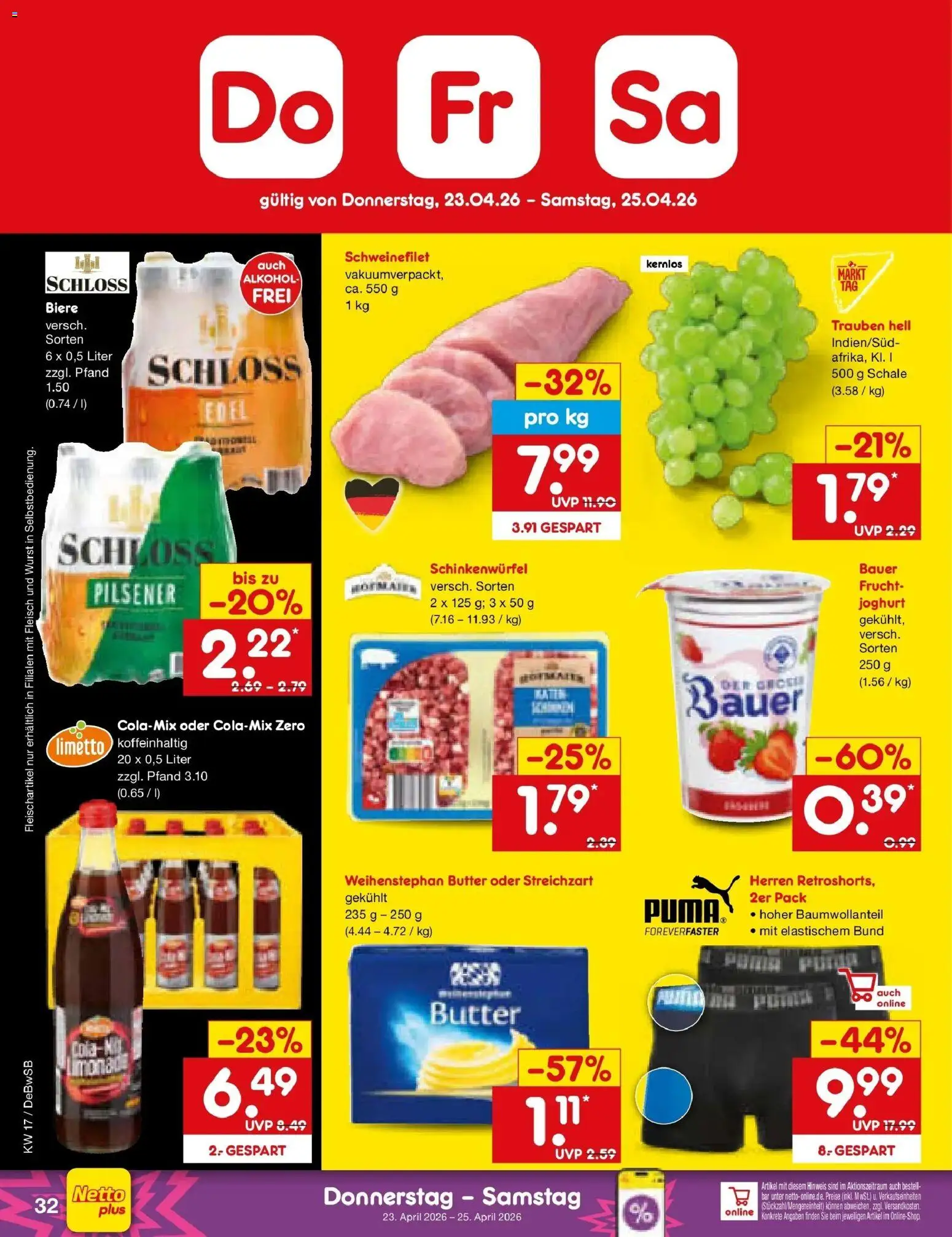 Netto Marken-Discount Prospekt Waiblingen-Bittenfeld	 – gültig ab 20.04.2026 | Seite: 48 | Produkte: Butter, Trauben, Weihenstephan butter, Fleisch