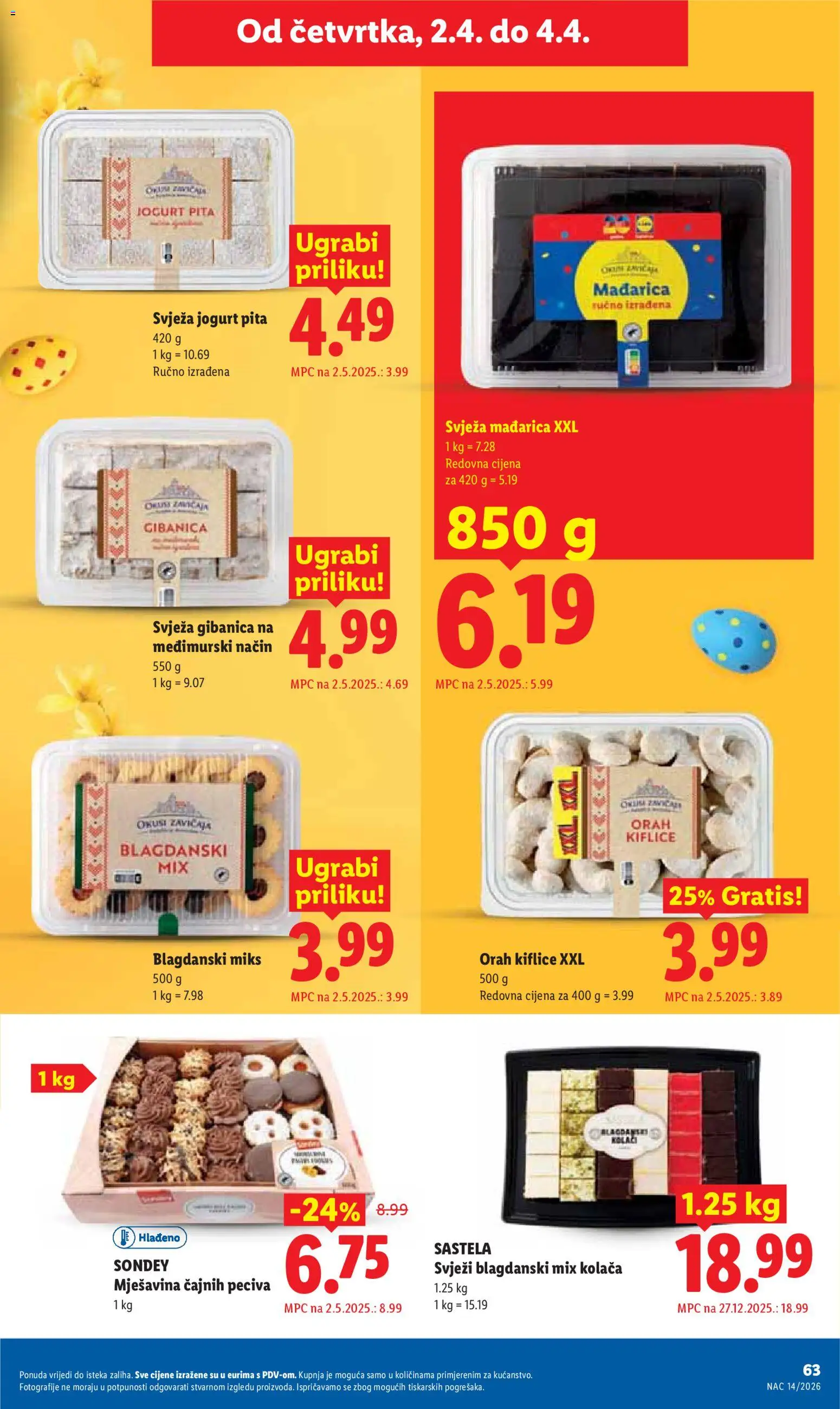 Lidl katalog | vrijedi od 30.03.2026 | Stranica: 63 | Proizvodi: Kiflice, Jogurt, Pita, Orah
