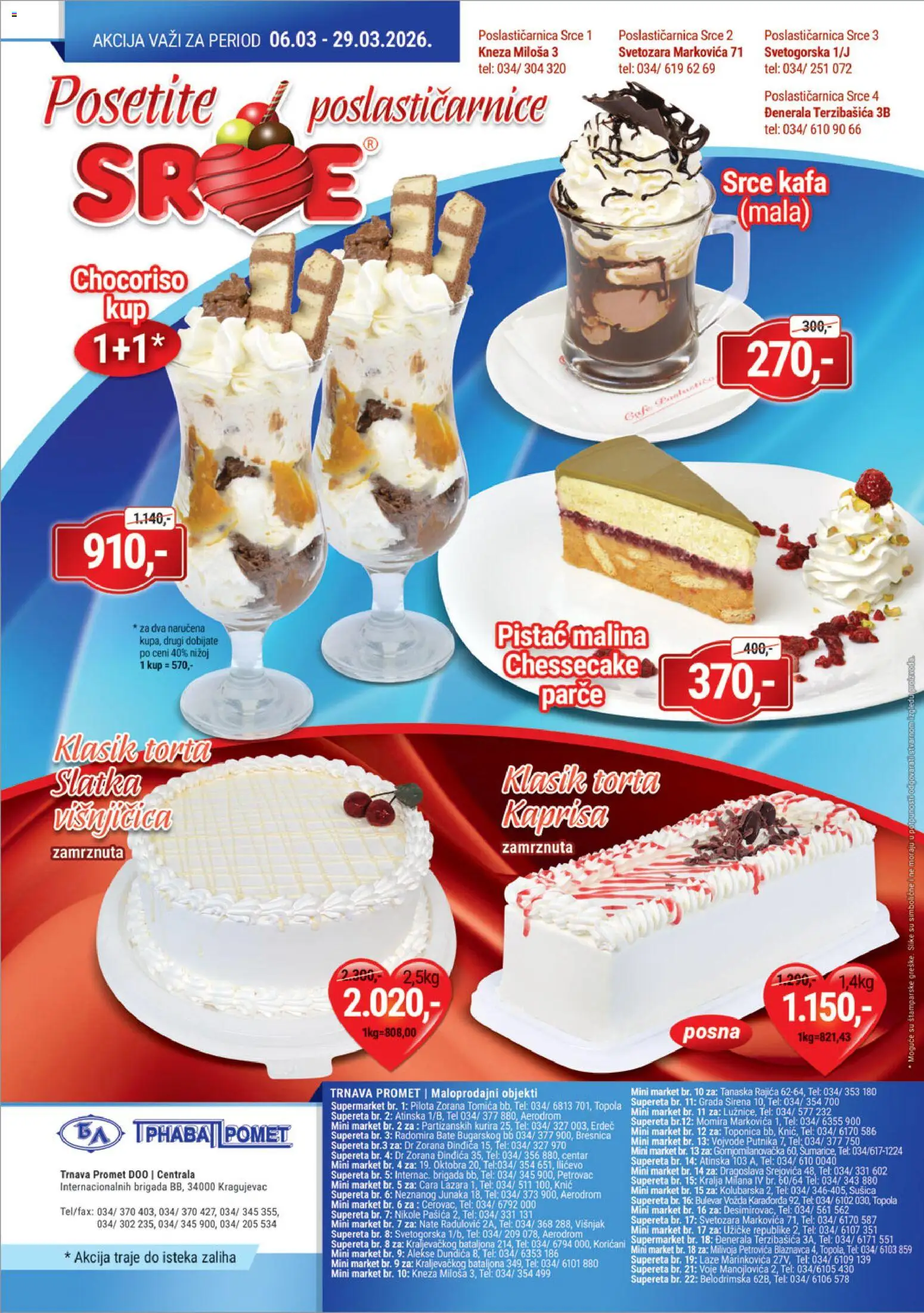 Trnava Promet katalog - važi od 06.03.2026 | Strana: 28 | Proizvode: Malina, Cheesecake, Kafa, Torta