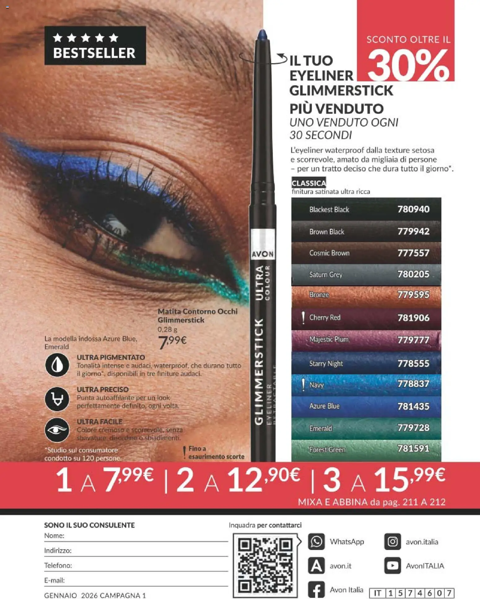 Volantino Avon del 31.12.2025 | Pagina: 212 | Prodotti: Eyeliner, Telefono